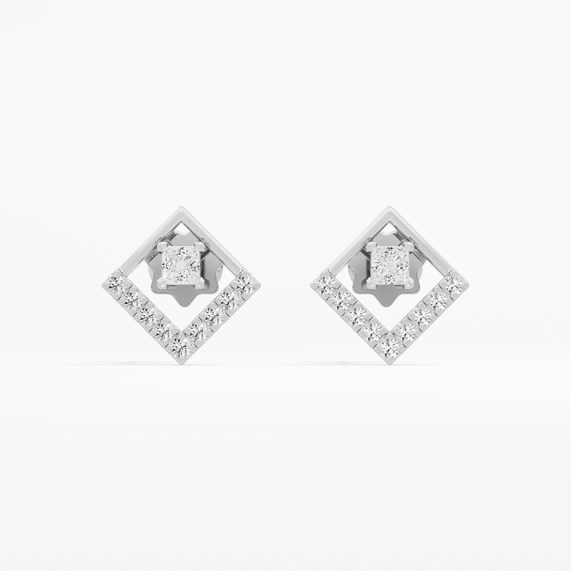 Geometric Gleam Studs Earrings in 9KT White Gold (Diamond Quality: FG-VVS VS)