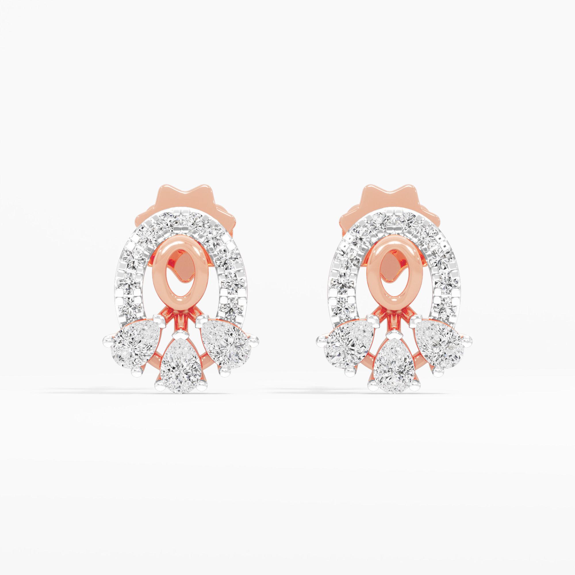 Starlight Curve Drops Earrings in 9KT Rose Gold (Diamond Quality: FG-VVS VS)