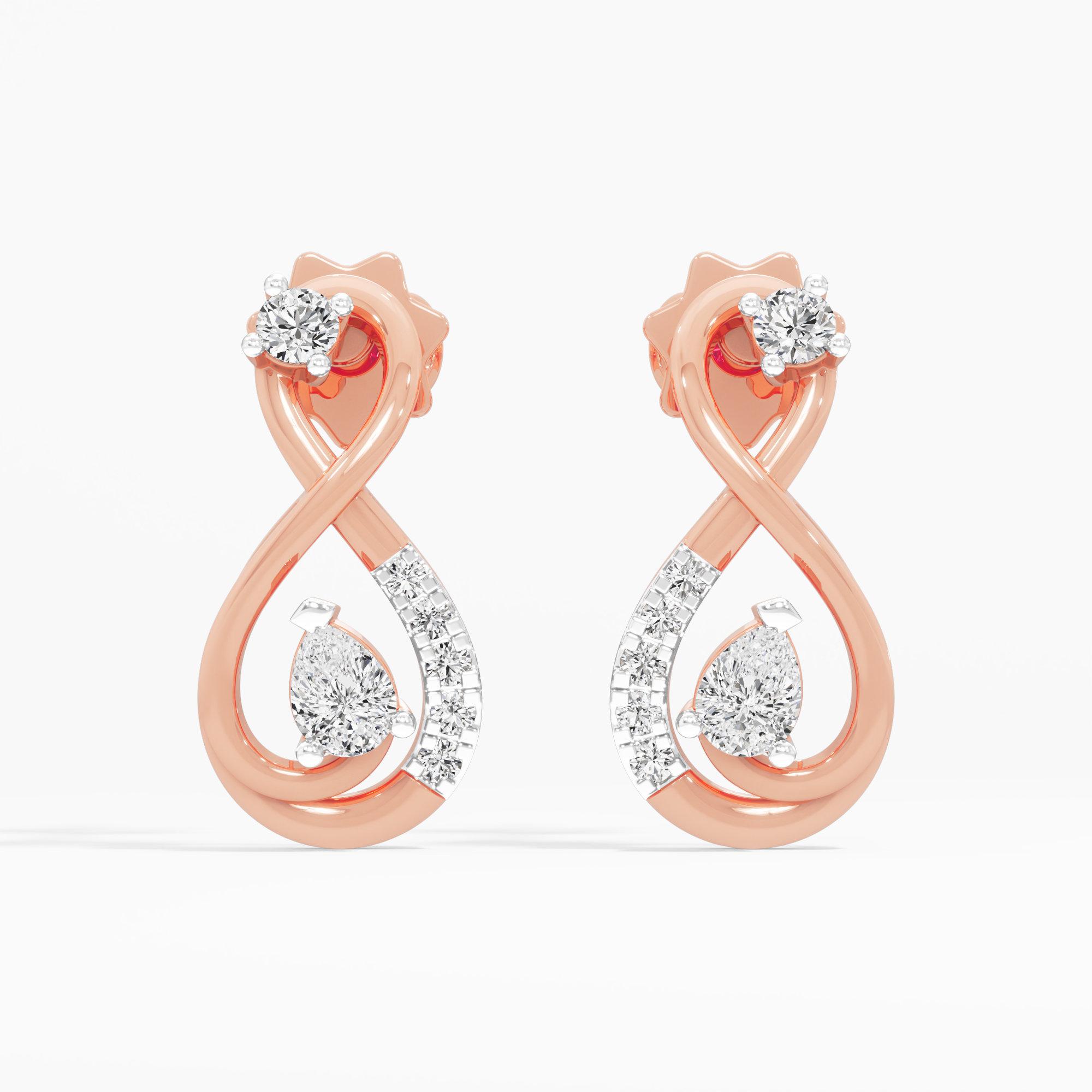 Eternal Radiance Drops Earrings in 9KT Rose Gold (Diamond Quality: FG-VVS VS)