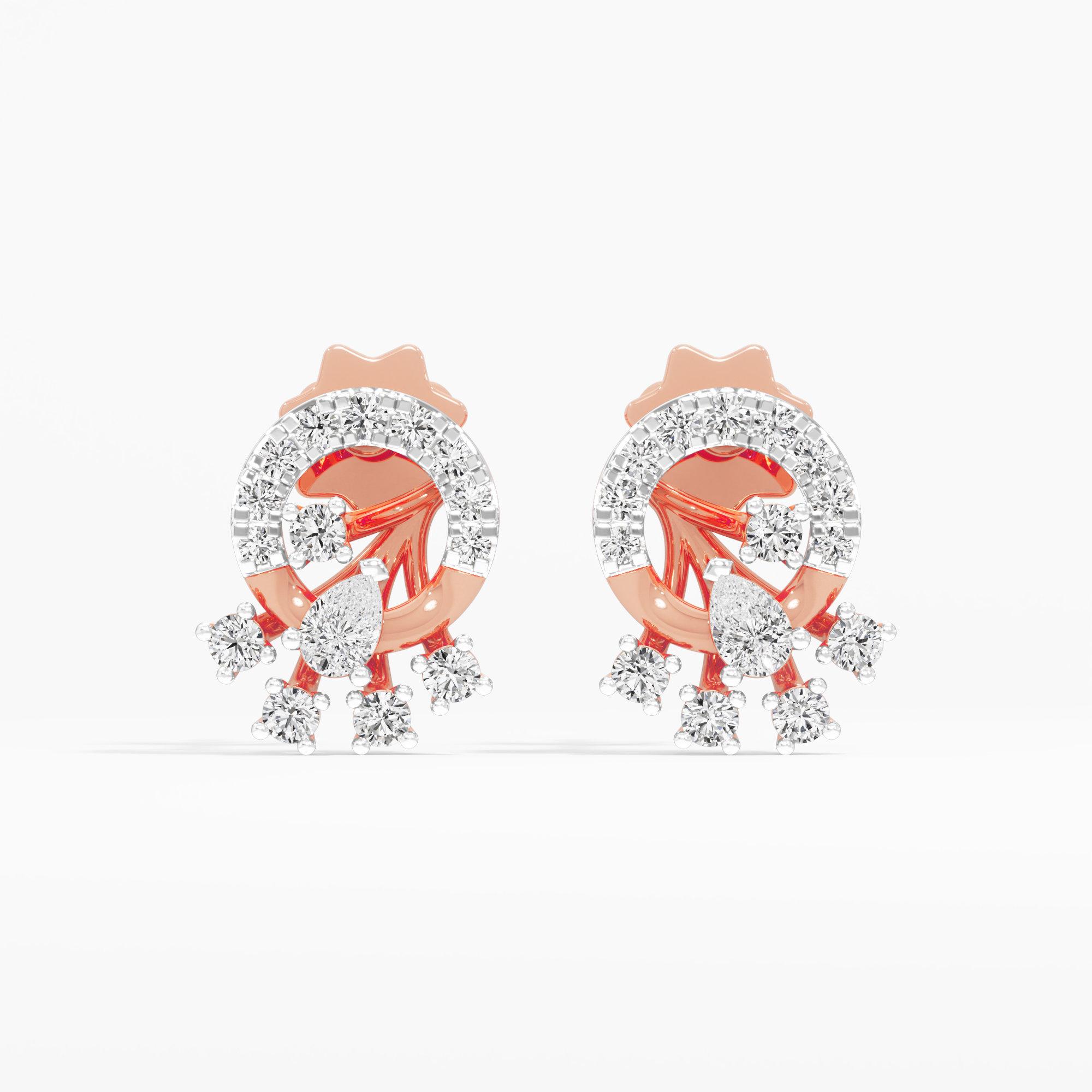 Constellation Twirl Studs Earrings in 9KT Rose Gold (Diamond Quality: FG-VVS VS)