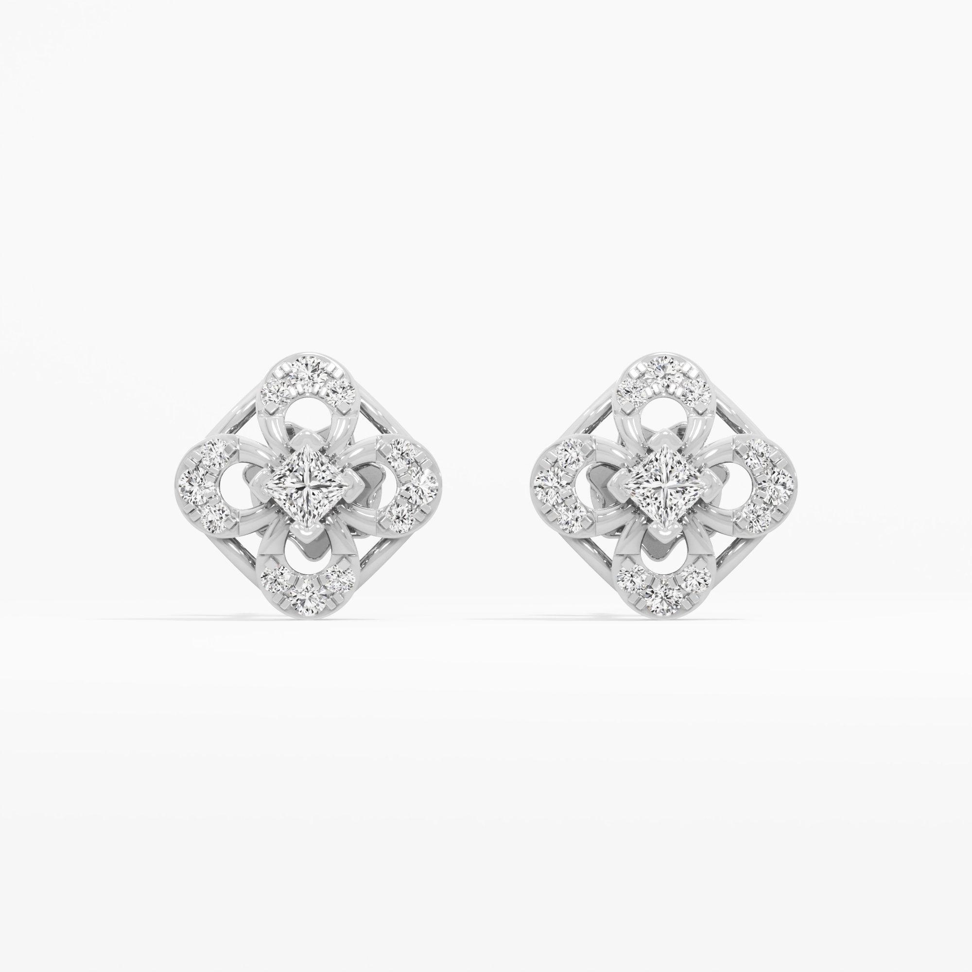 Glimmering Grid Studs Earrings in 9KT White Gold (Diamond Quality: FG-VVS VS)