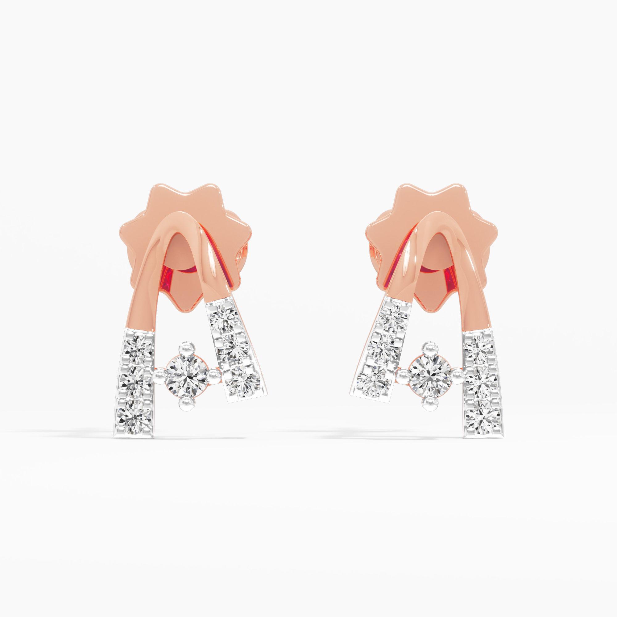 Celestial Arc Drops Earrings in 9KT Rose Gold (Diamond Quality: EF-VVS VS)