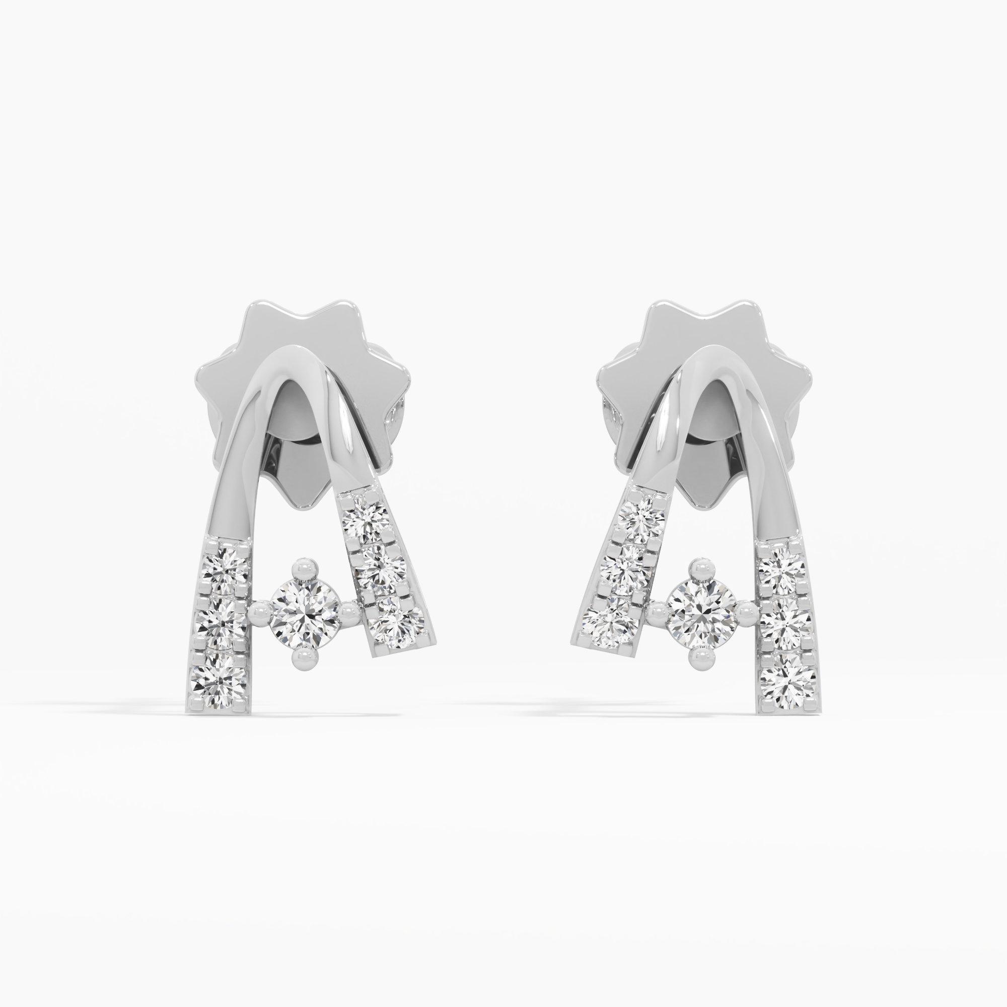Celestial Arc Drops Earrings in 9KT White Gold (Diamond Quality: EF-VVS VS)