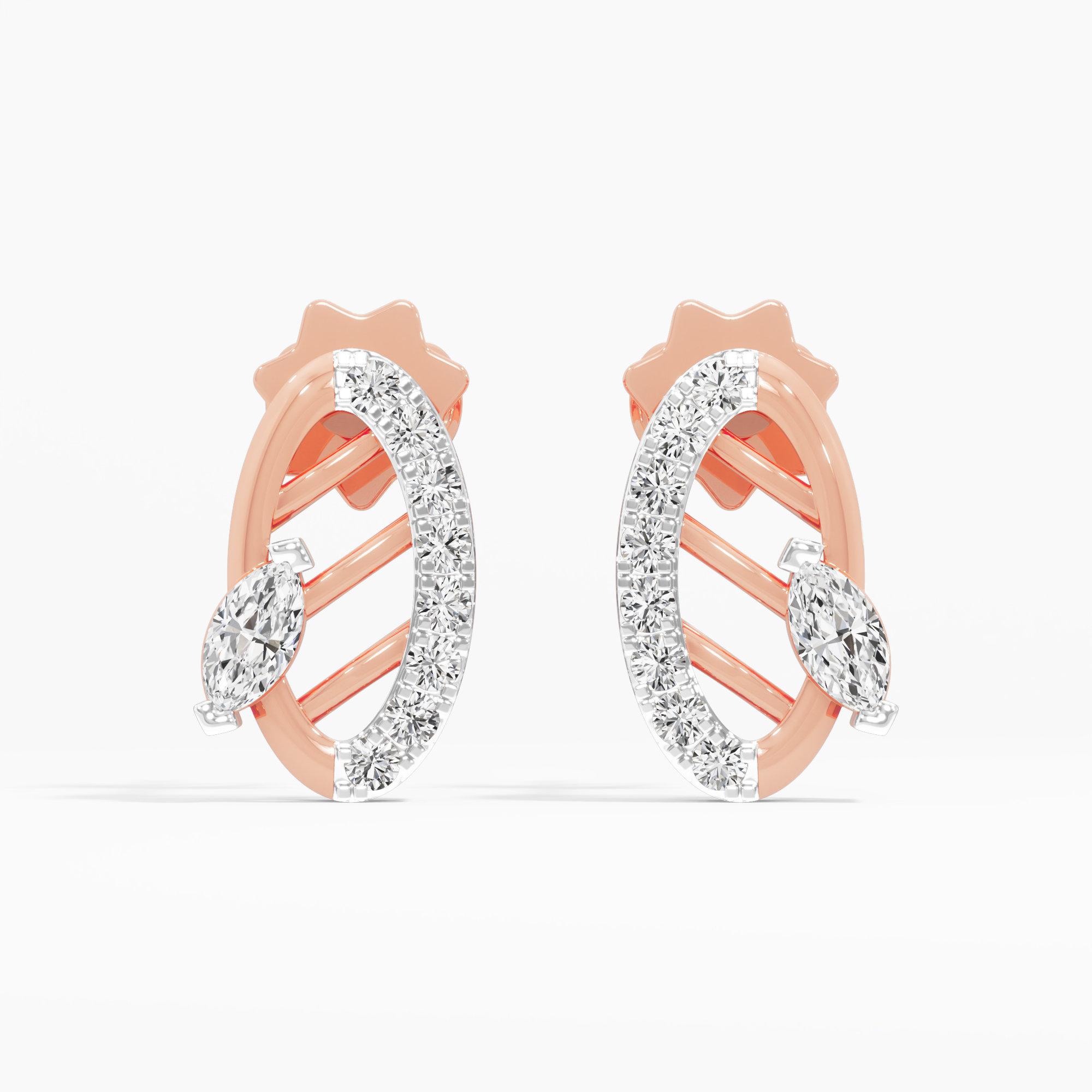 Azure Curve Studs Earrings in 9KT Rose Gold (Diamond Quality: FG-VVS VS)