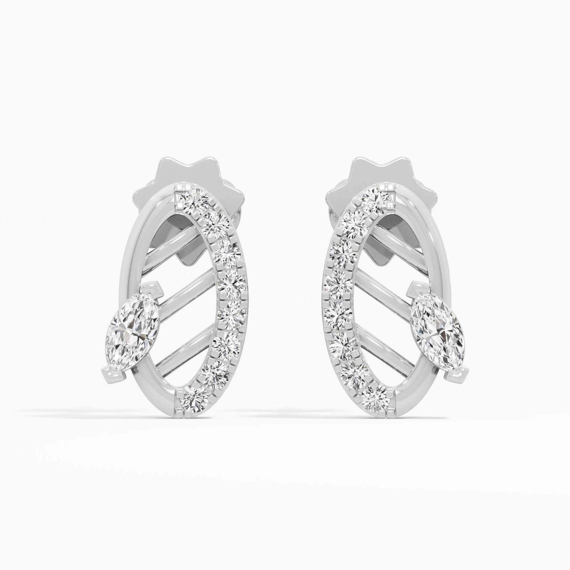 Azure Curve Studs Earrings in 9KT White Gold (Diamond Quality: FG-VVS VS)