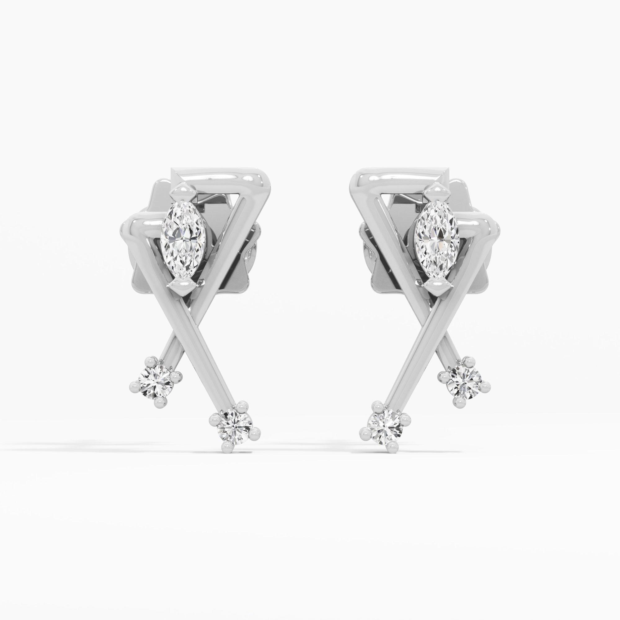 Vivid Intersect Drops Earrings in 9KT White Gold (Diamond Quality: FG-VVS VS)