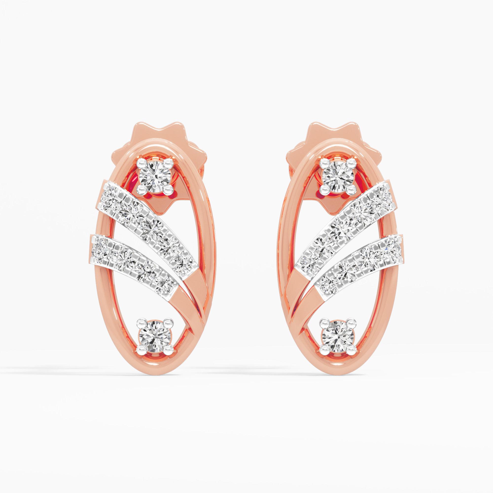 Glimmering Sway Drops Earrings in 9KT Rose Gold (Diamond Quality: EF-VVS VS)