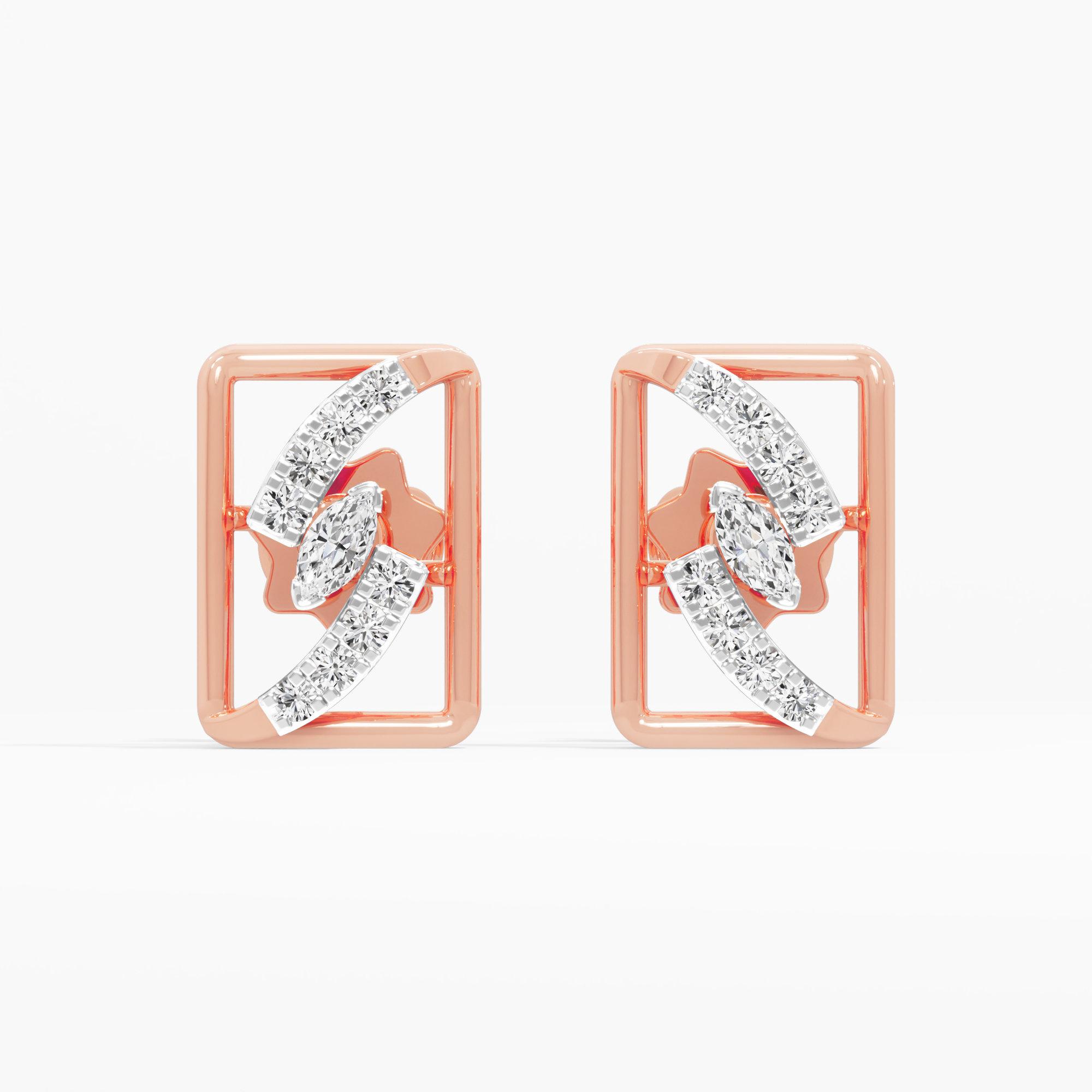 Azure Flow Studs Earrings in 9KT Rose Gold (Diamond Quality: FG-VVS VS)