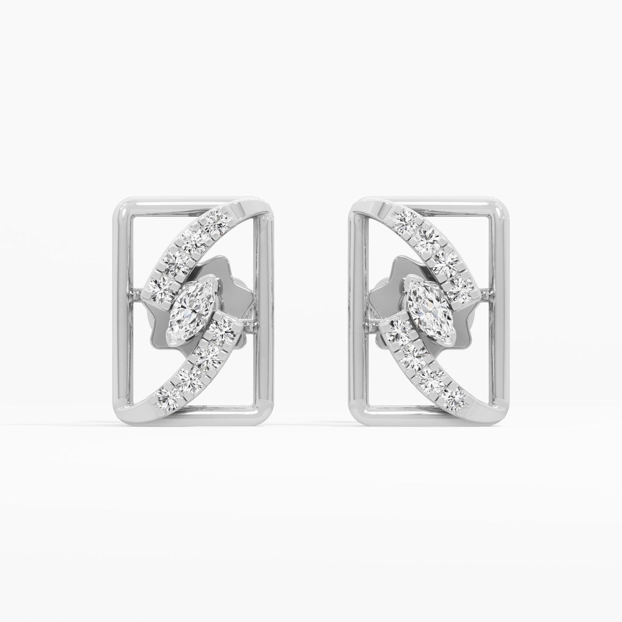 Azure Flow Studs Earrings in 9KT White Gold (Diamond Quality: FG-VVS VS)