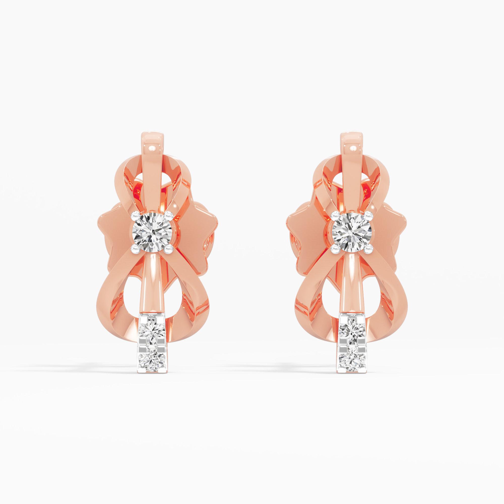 Ribbon Radiance Drops Earrings in 9KT Rose Gold (Diamond Quality: EF-VVS VS)