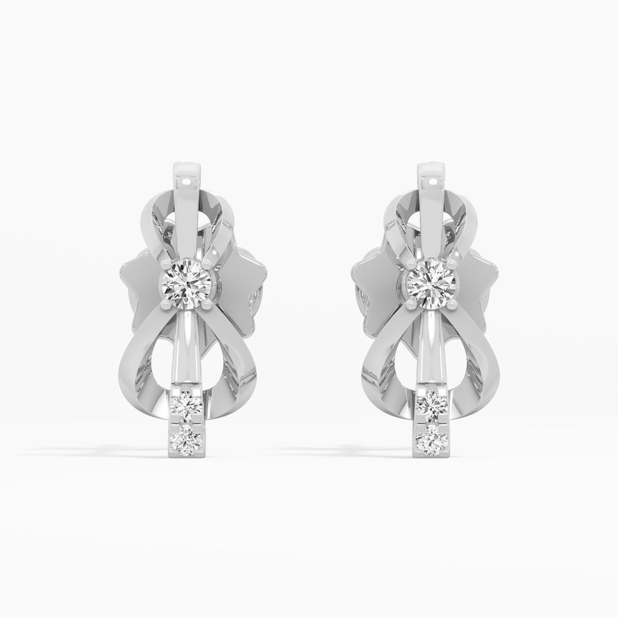 Ribbon Radiance Drops Earrings in 9KT White Gold (Diamond Quality: EF-VVS VS)