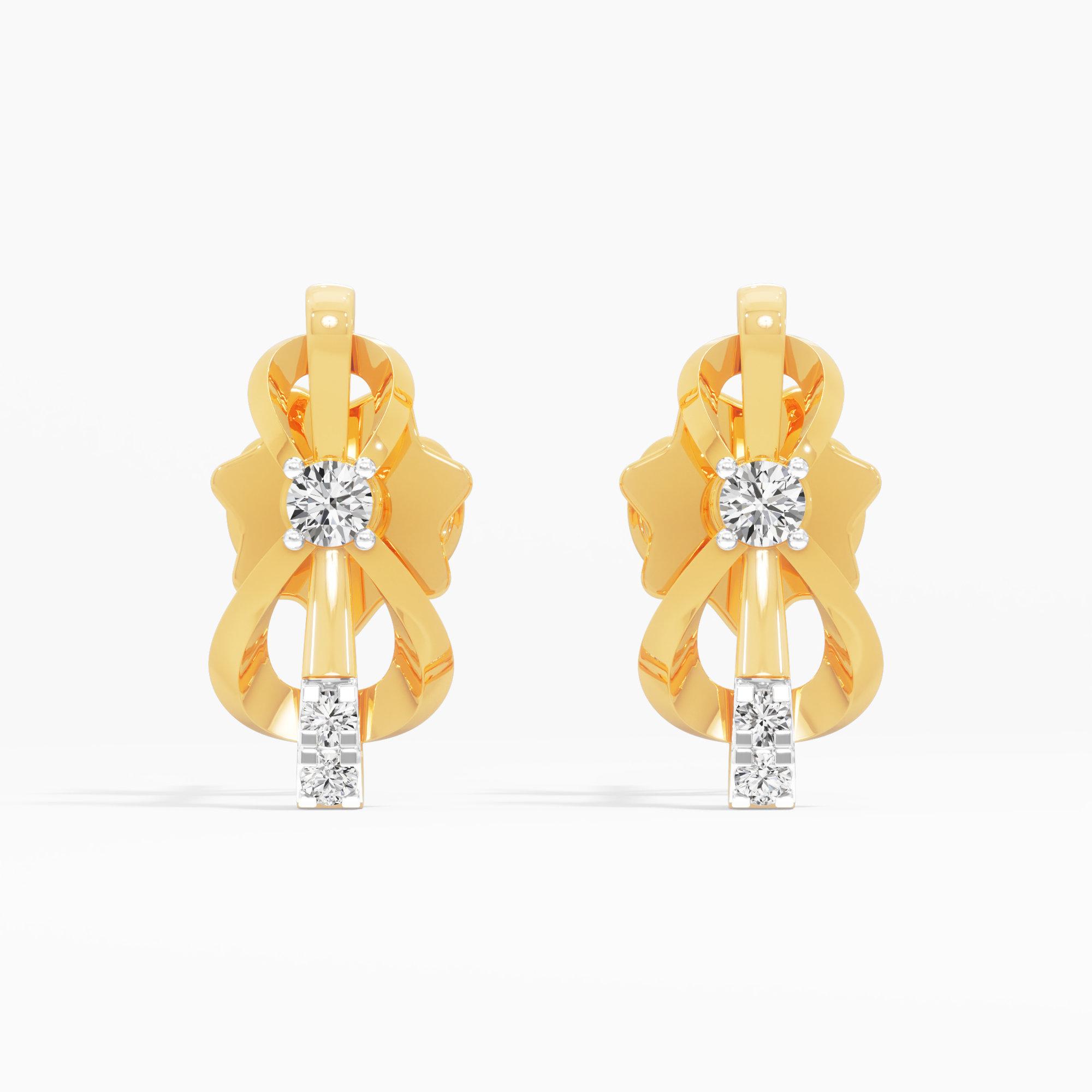 Ribbon Radiance Drops Earrings in 9KT Yellow Gold (Diamond Quality: EF-VVS VS)
