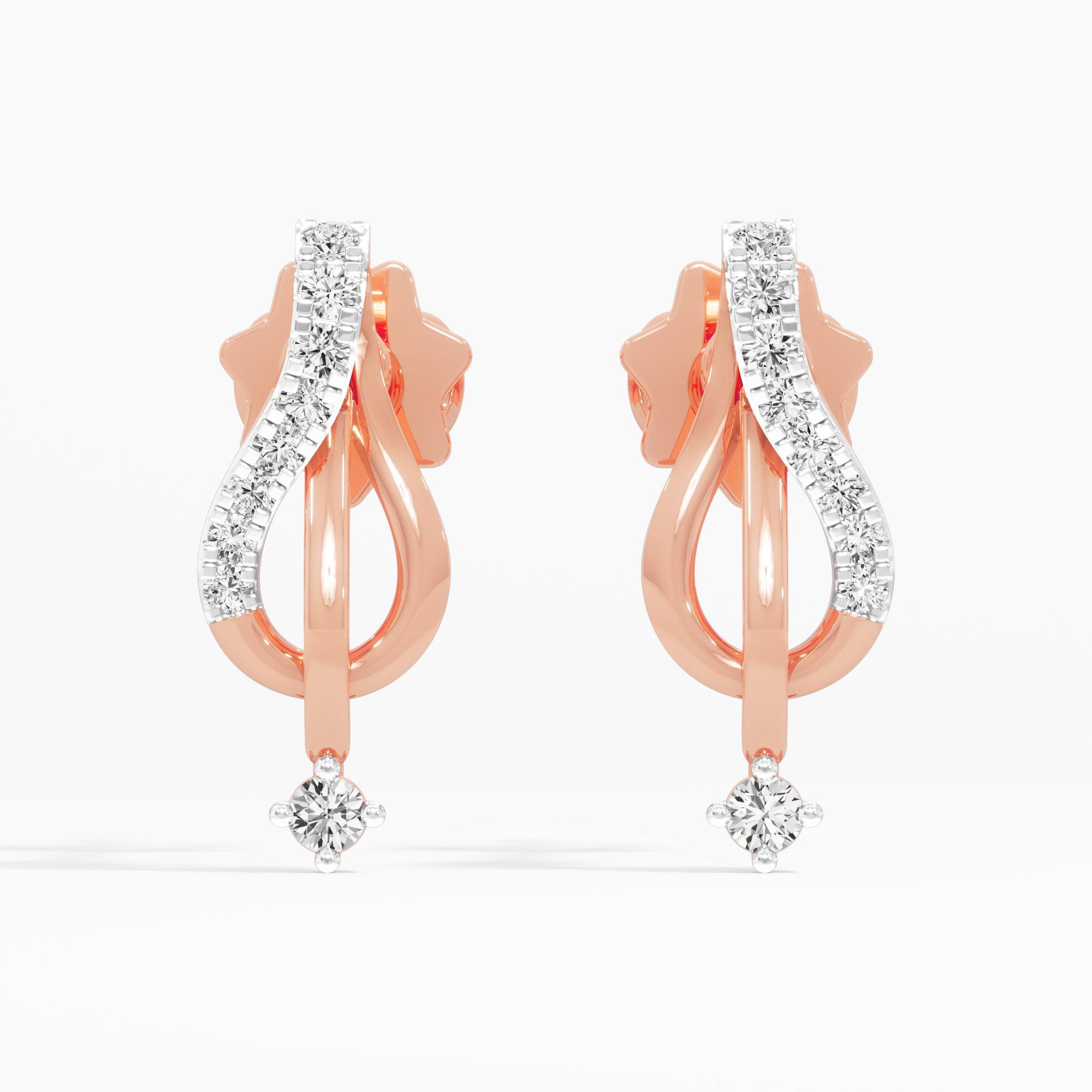 Celestial Teardrop Drops Earrings in 9KT Rose Gold (Diamond Quality: EF-VVS VS)