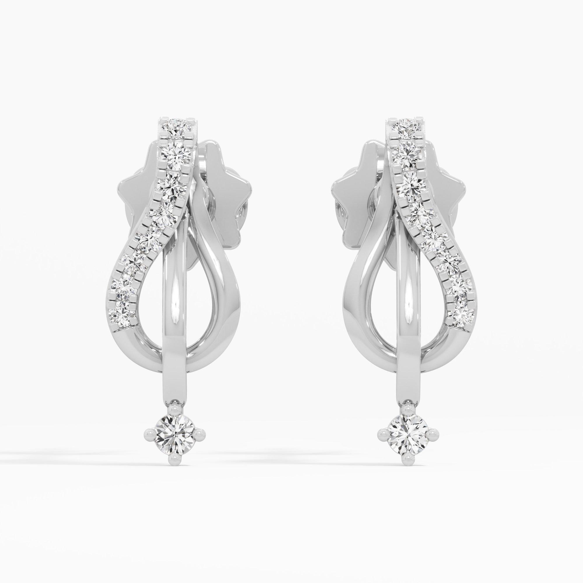 Celestial Teardrop Drops Earrings in 9KT White Gold (Diamond Quality: EF-VVS VS)