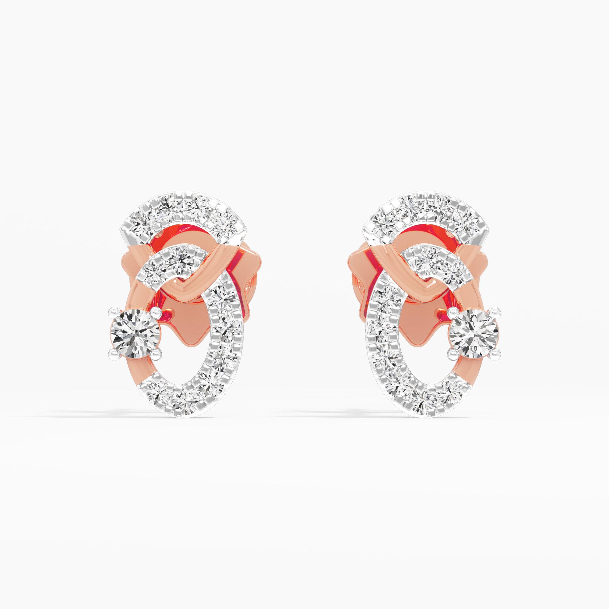 Linked Radiance Drops Earrings in 9KT Rose Gold (Diamond Quality: FG-VVS VS)