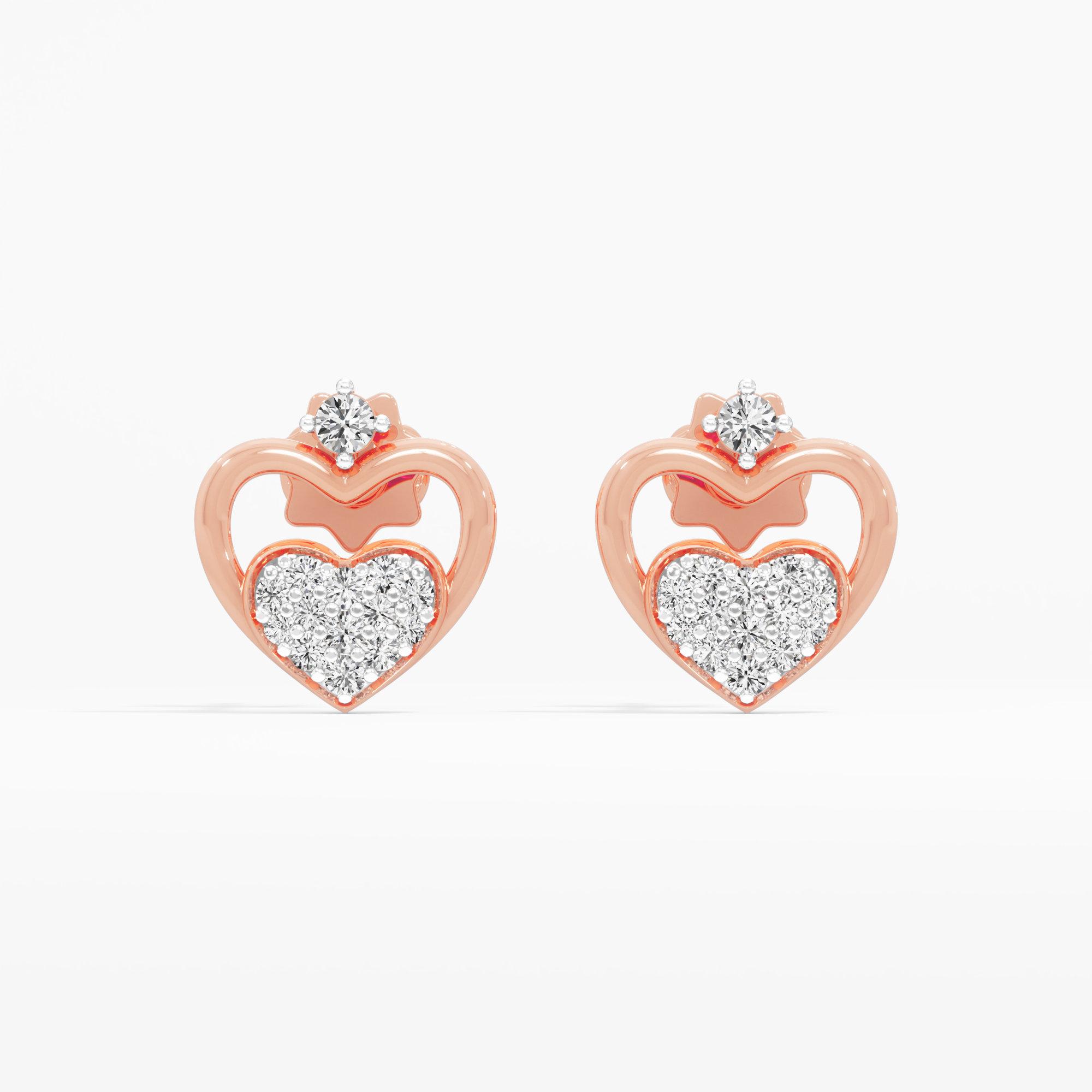 Heartfelt Embrace Studs Earrings in 9KT Rose Gold (Diamond Quality: EF-VVS VS)