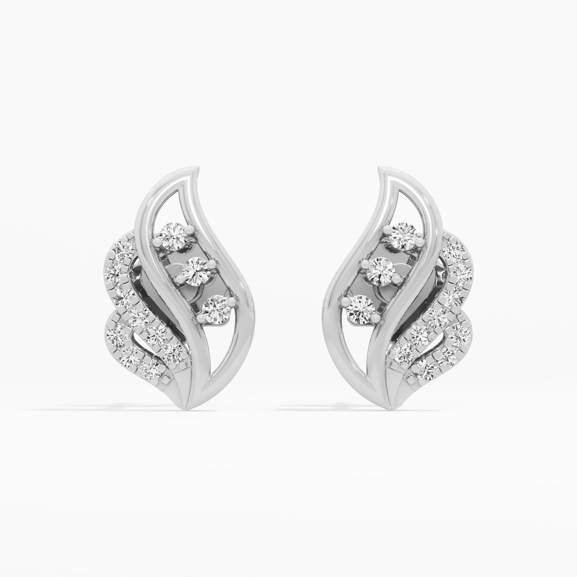 Curved Radiance Drops Earrings in 9KT White Gold (Diamond Quality: EF-VVS VS)