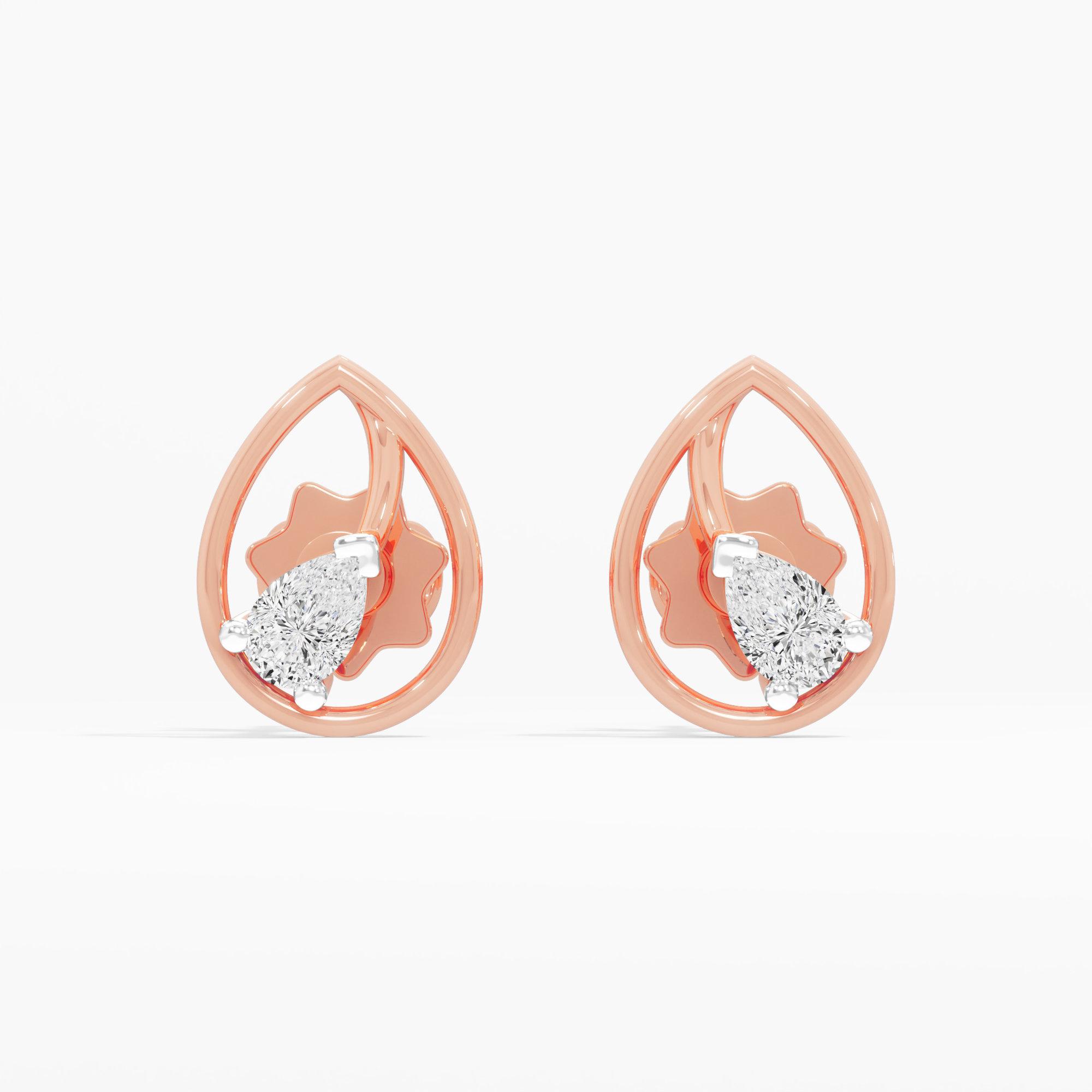 Glistening Dewdrop Studs Earrings in 9KT Rose Gold (Diamond Quality: FG-VVS VS)