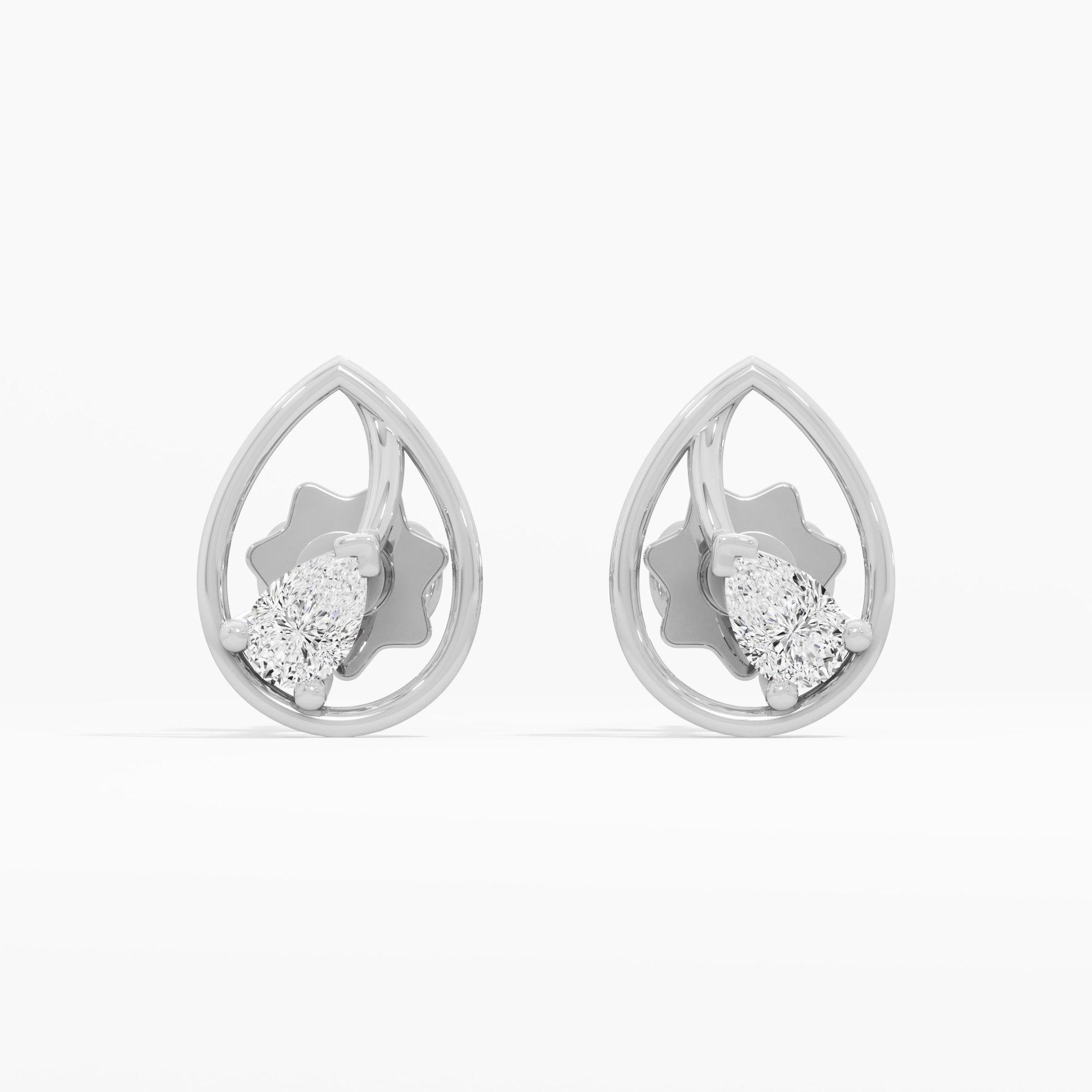 Glistening Dewdrop Studs Earrings in 9KT White Gold (Diamond Quality: FG-VVS VS)