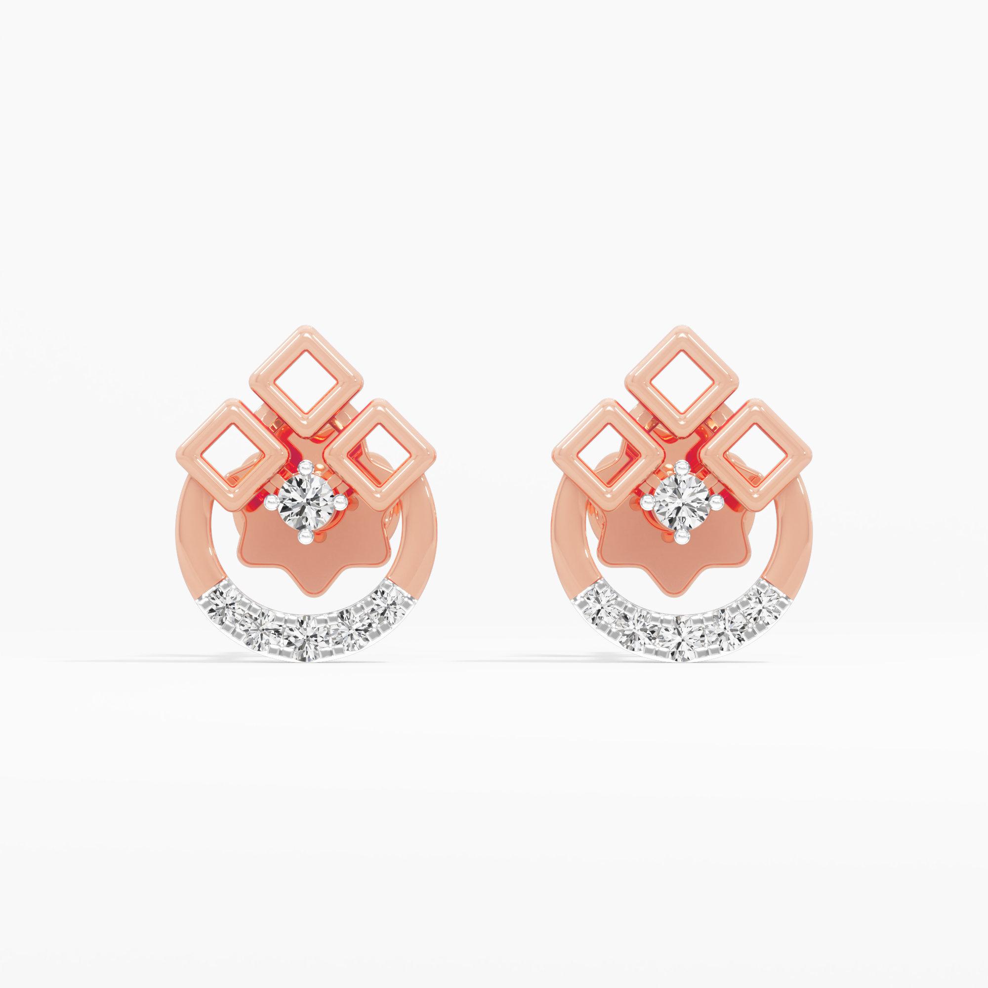 Gleaming Arch Drops Earrings in 9KT Rose Gold (Diamond Quality: EF-VVS VS)