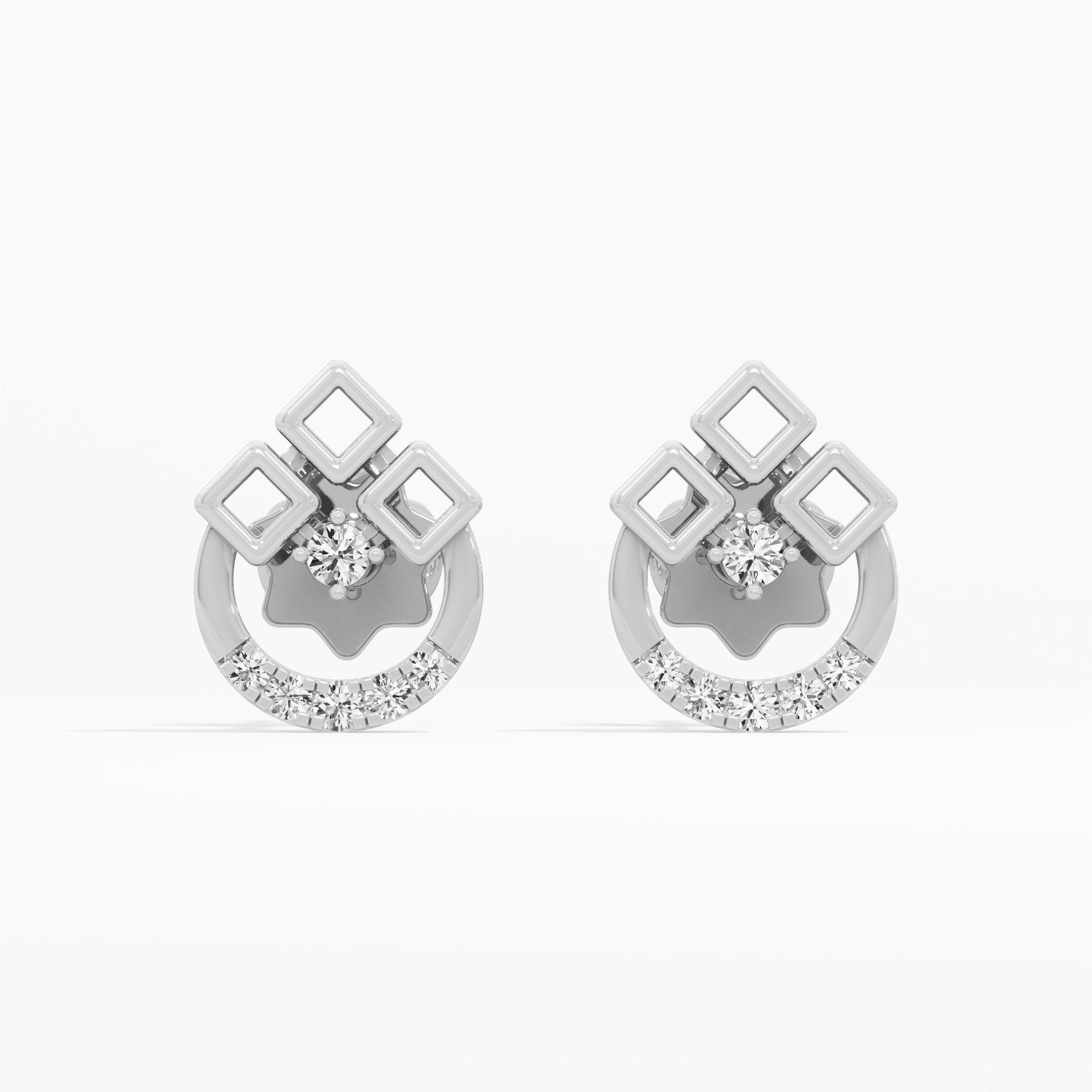 Gleaming Arch Drops Earrings in 9KT White Gold (Diamond Quality: EF-VVS VS)