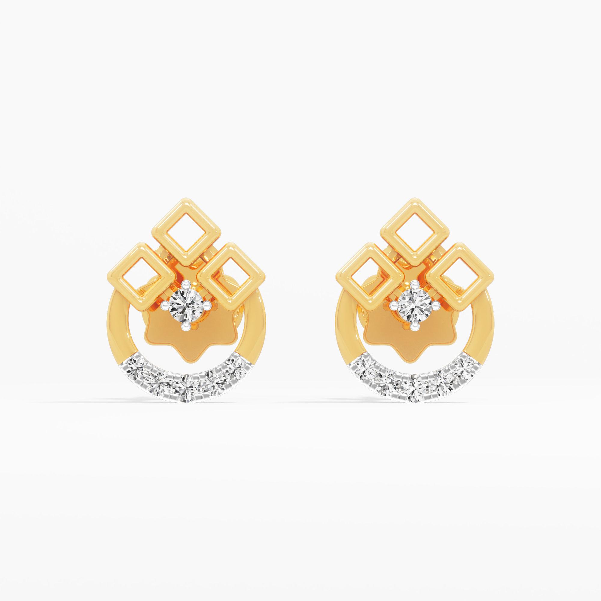 Gleaming Arch Drops Earrings in 9KT Yellow Gold (Diamond Quality: EF-VVS VS)
