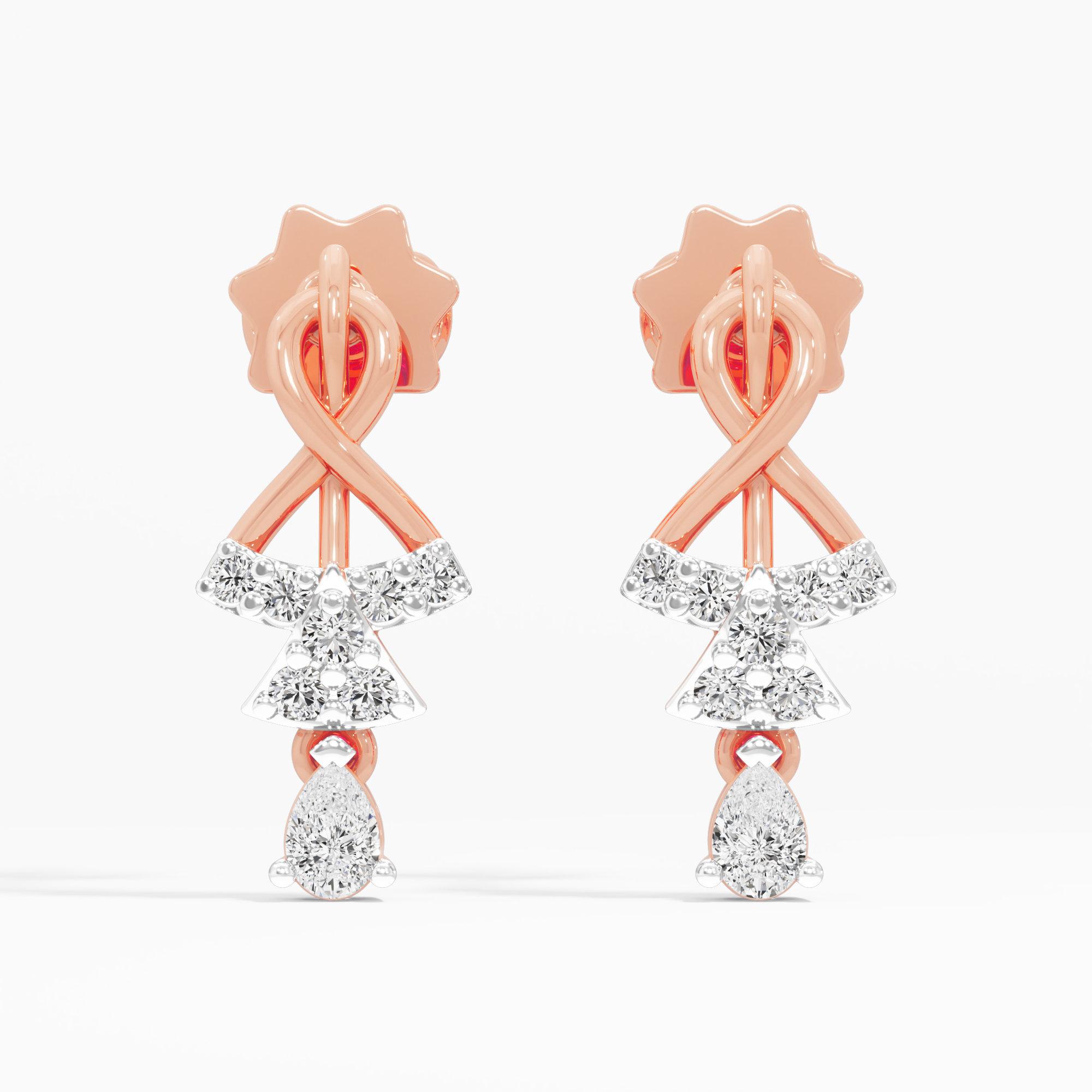 Divine Swirl Drops Drops Earrings in 9KT Rose Gold (Diamond Quality: FG-VVS VS)