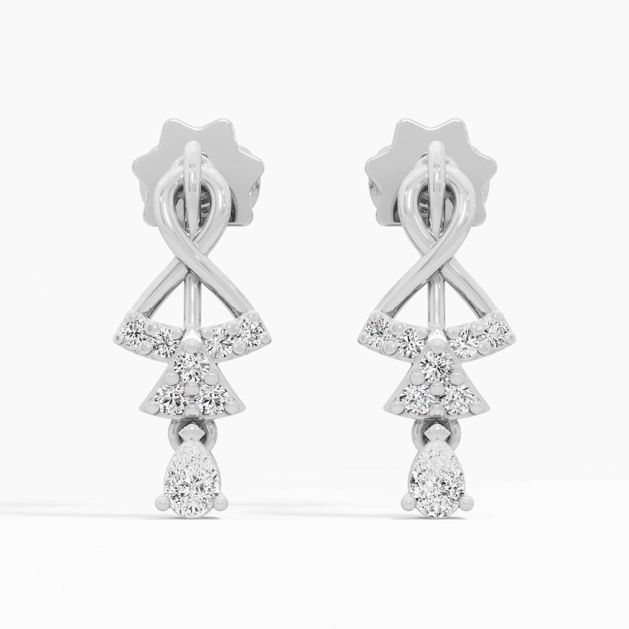 Divine Swirl Drops Drops Earrings in 9KT White Gold (Diamond Quality: FG-VVS VS)