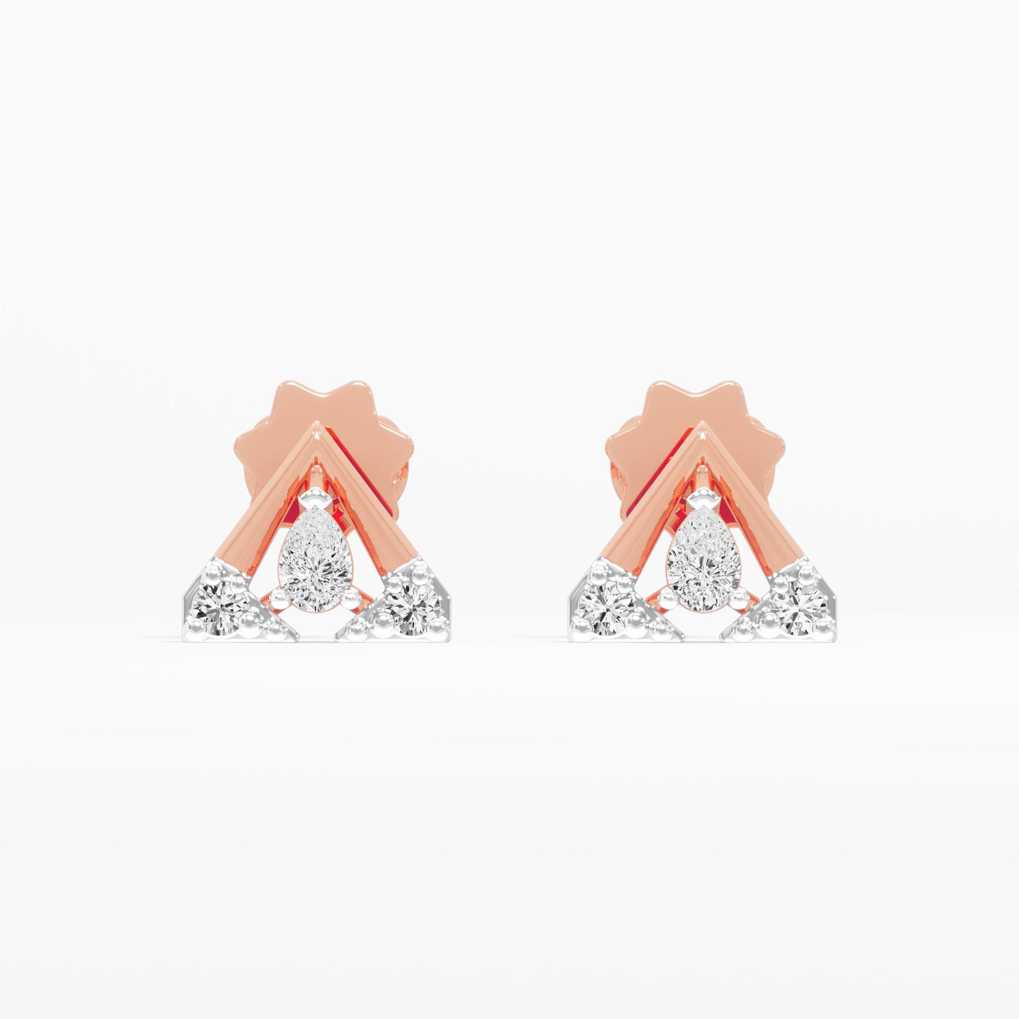Gleaming Chevron Studs Earrings in 9KT Rose Gold (Diamond Quality: FG-VVS VS)