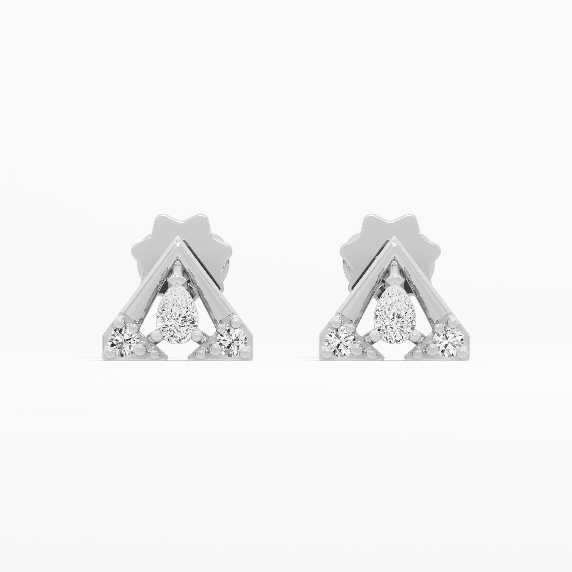 Gleaming Chevron Studs Earrings in 9KT White Gold (Diamond Quality: FG-VVS VS)