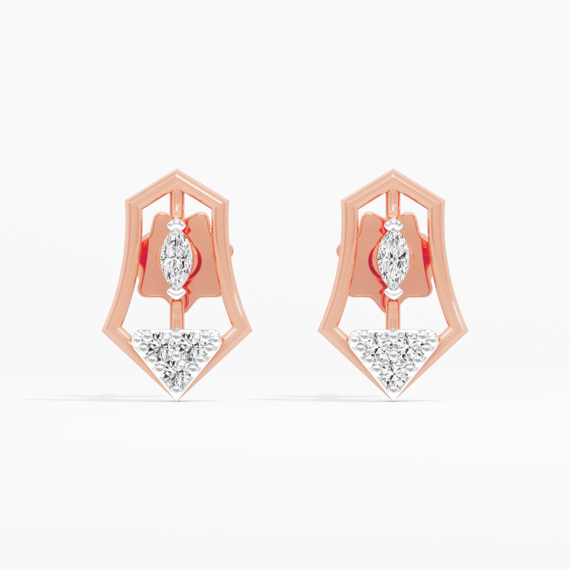 Heraldic Gleam Drops Earrings in 9KT Rose Gold (Diamond Quality: FG-VVS VS)