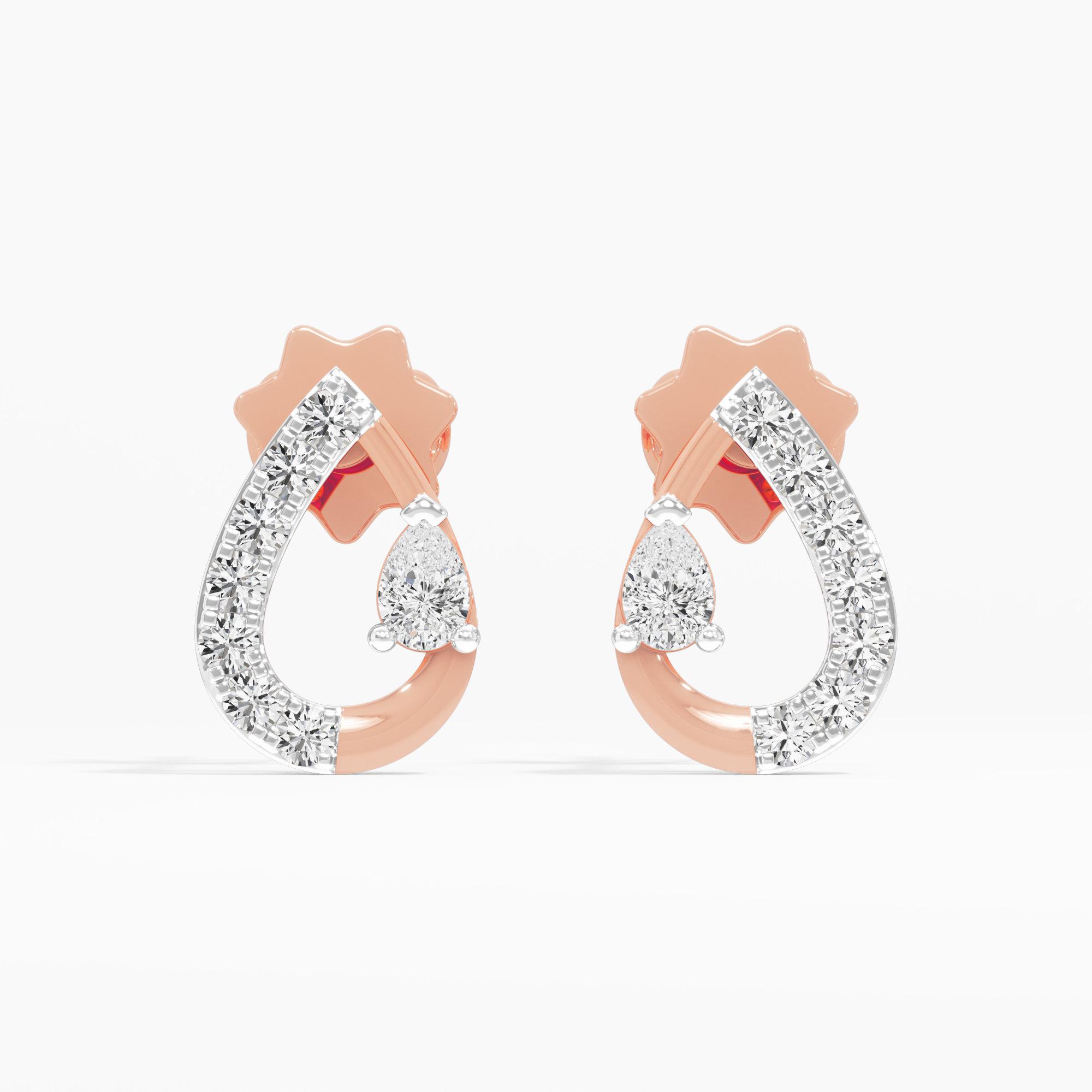 Oceanic Crest Drops Earrings in 9KT Rose Gold (Diamond Quality: FG-VVS VS)