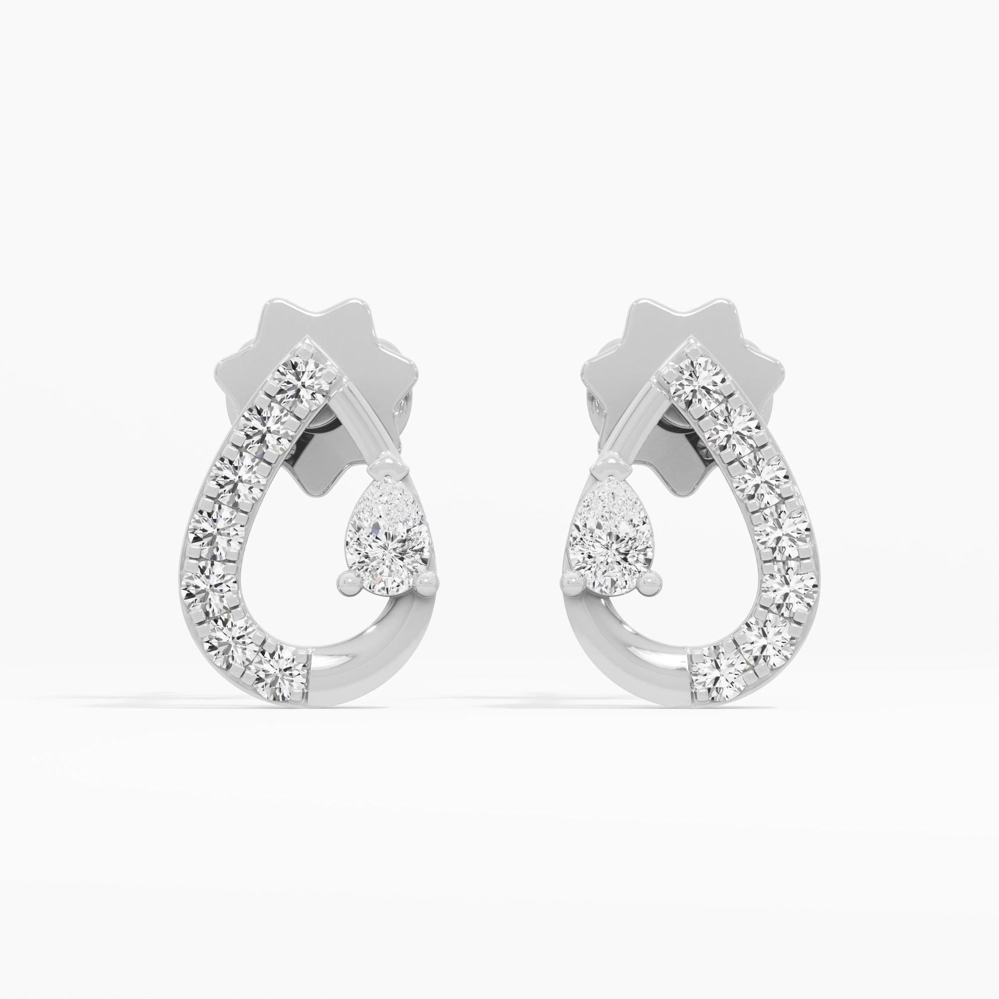 Oceanic Crest Drops Earrings in 9KT White Gold (Diamond Quality: FG-VVS VS)