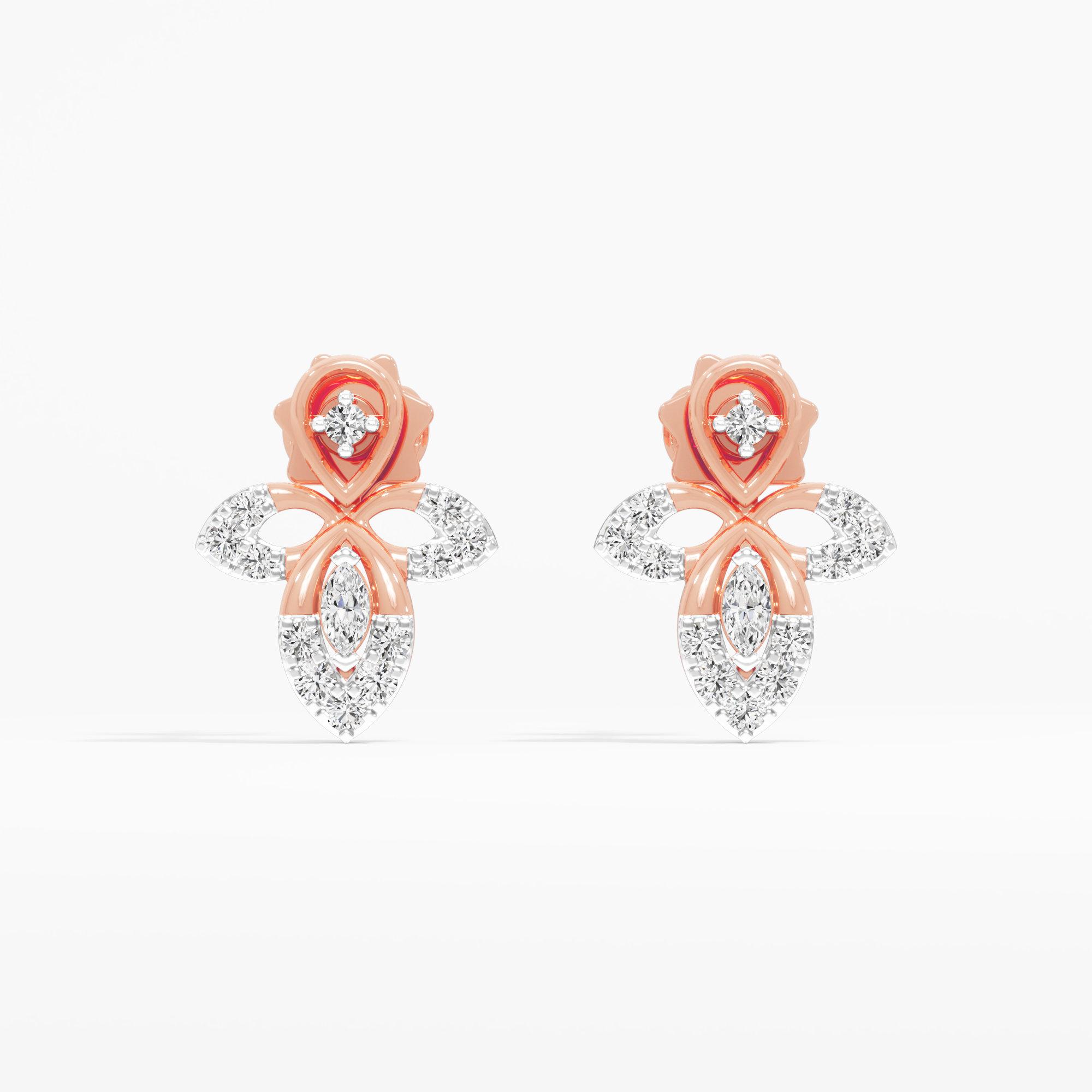 Verdant Drop Drops Earrings in 9KT Rose Gold (Diamond Quality: FG-VVS VS)