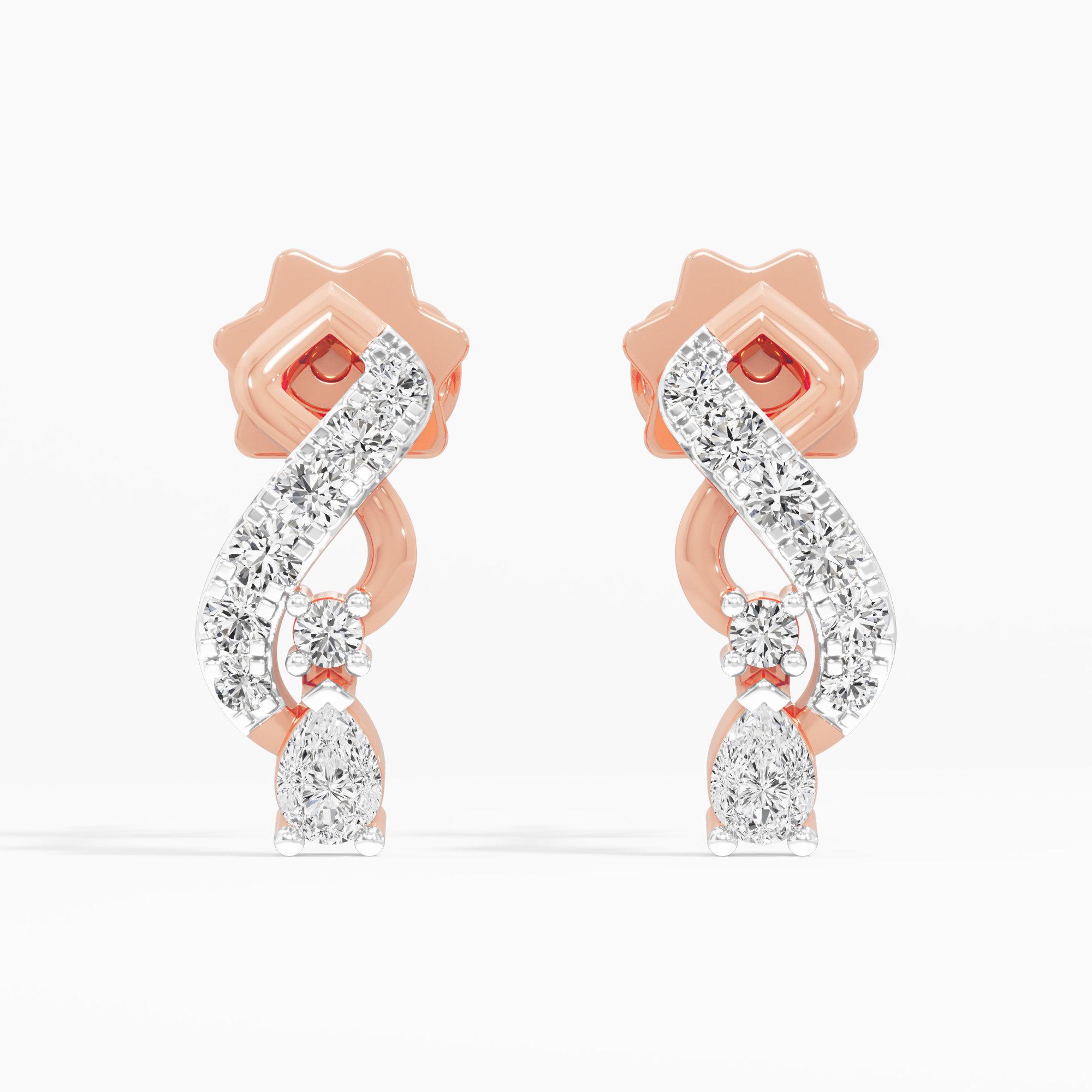 Graceful Serpentine Drop Drops Earrings in 9KT Rose Gold (Diamond Quality: FG-VVS VS)