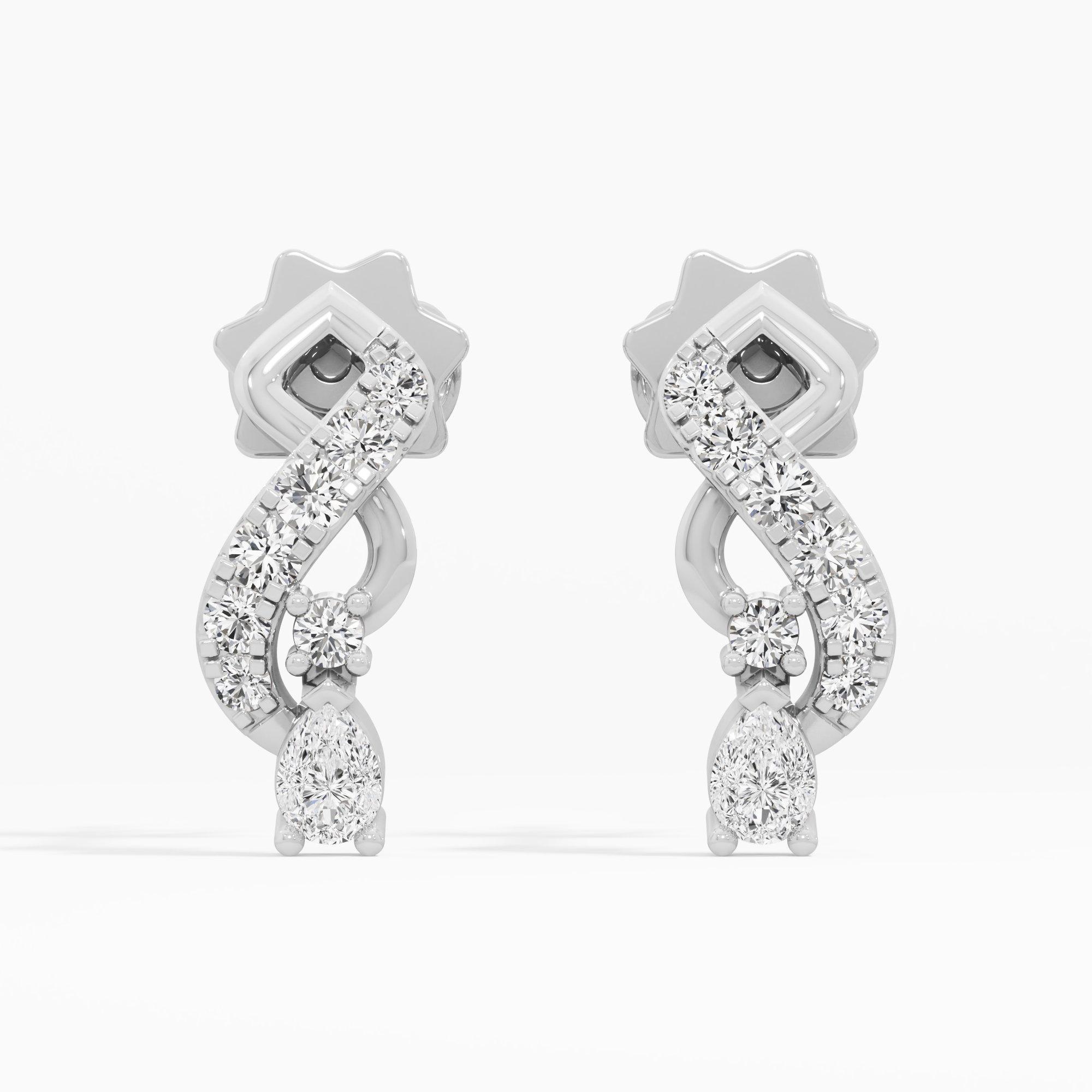 Graceful Serpentine Drop Drops Earrings in 9KT White Gold (Diamond Quality: FG-VVS VS)