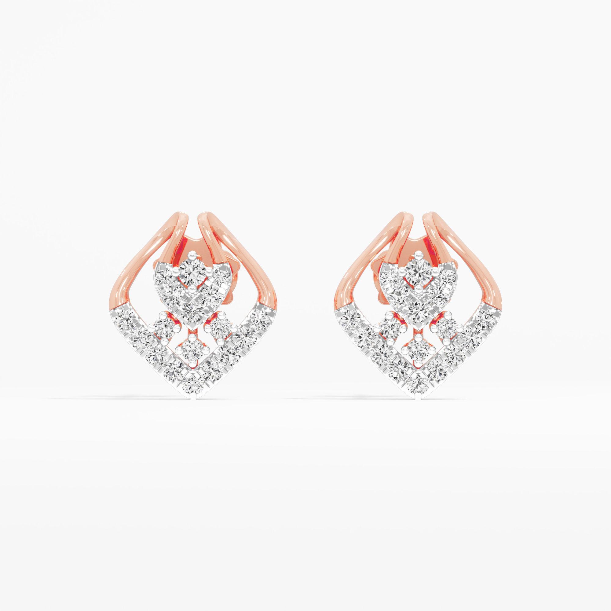 Luminous Petal Studs Earrings in 9KT Rose Gold (Diamond Quality: EF-VVS VS)