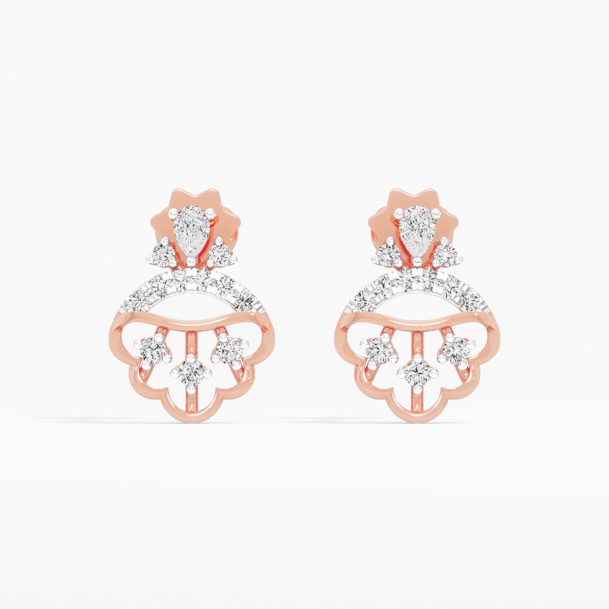 Regal Canopy Drops Earrings in 9KT Rose Gold (Diamond Quality: FG-VVS VS)