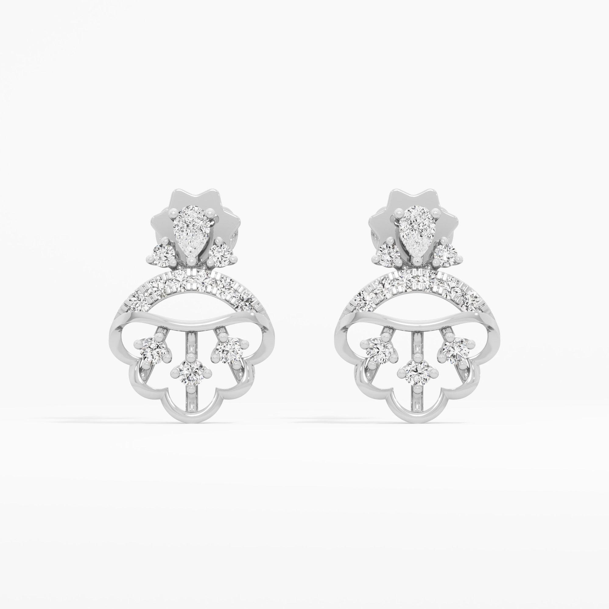 Regal Canopy Drops Earrings in 9KT White Gold (Diamond Quality: FG-VVS VS)