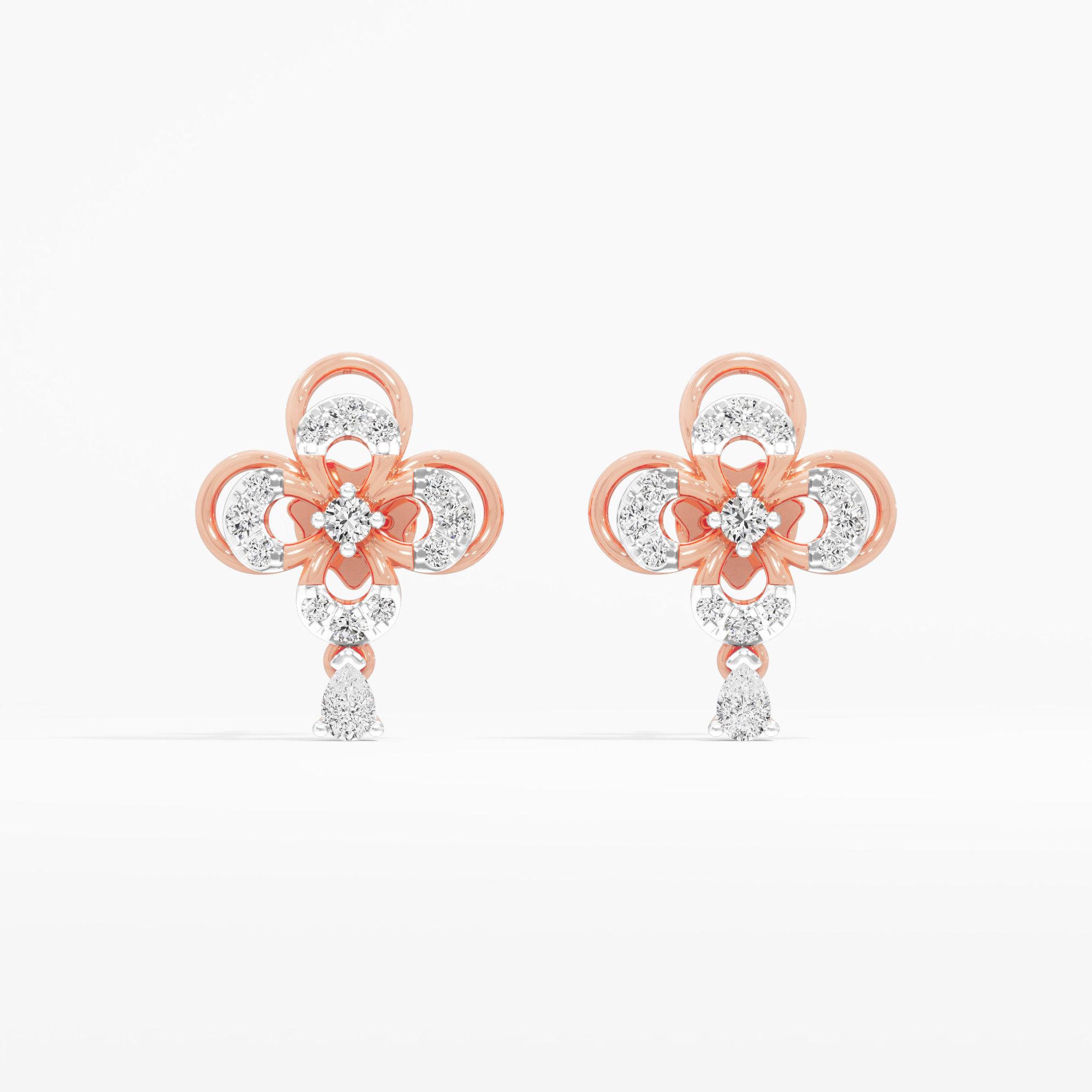 Radiant Clover Drops Drops Earrings in 9KT Rose Gold (Diamond Quality: FG-VVS VS)