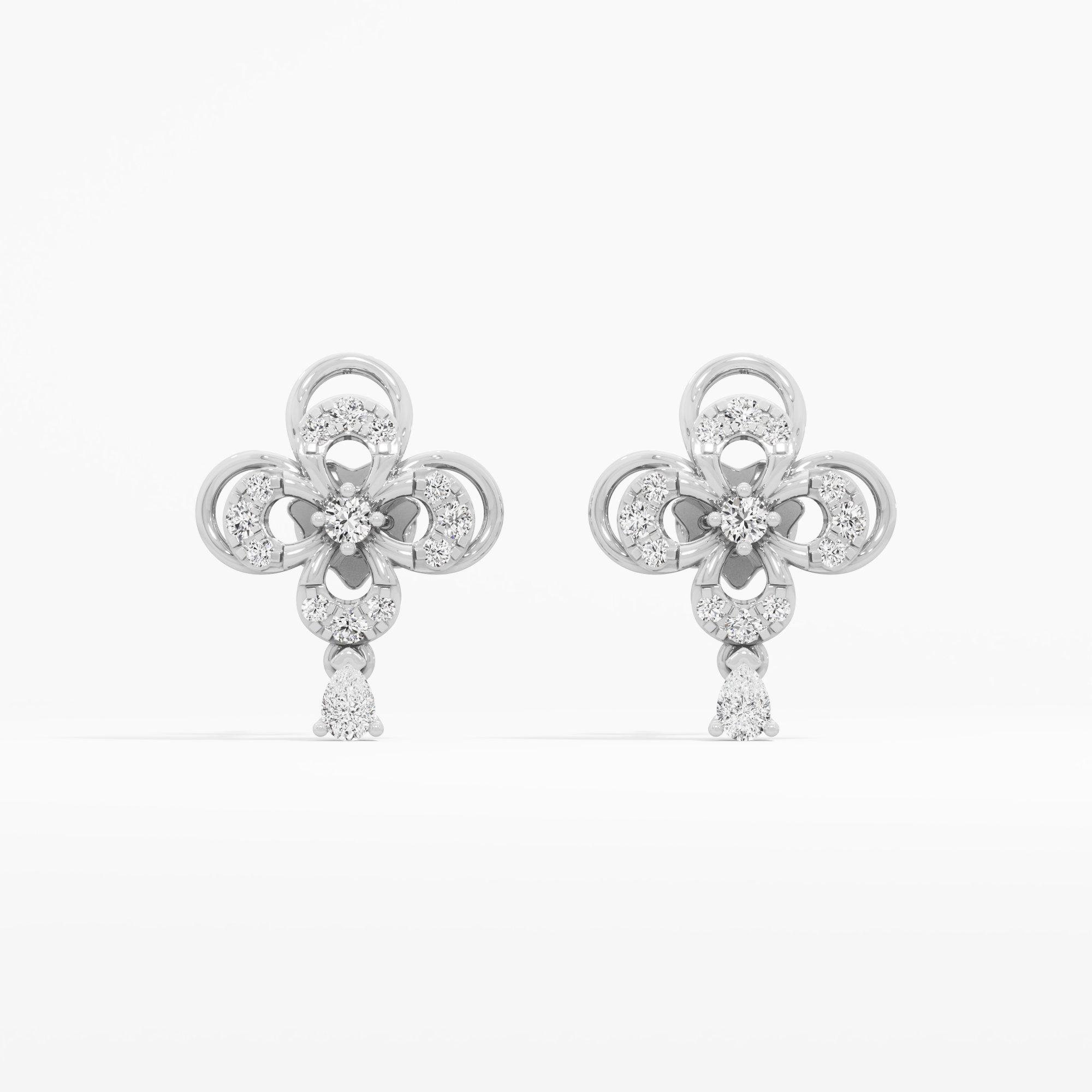 Radiant Clover Drops Drops Earrings in 9KT White Gold (Diamond Quality: FG-VVS VS)