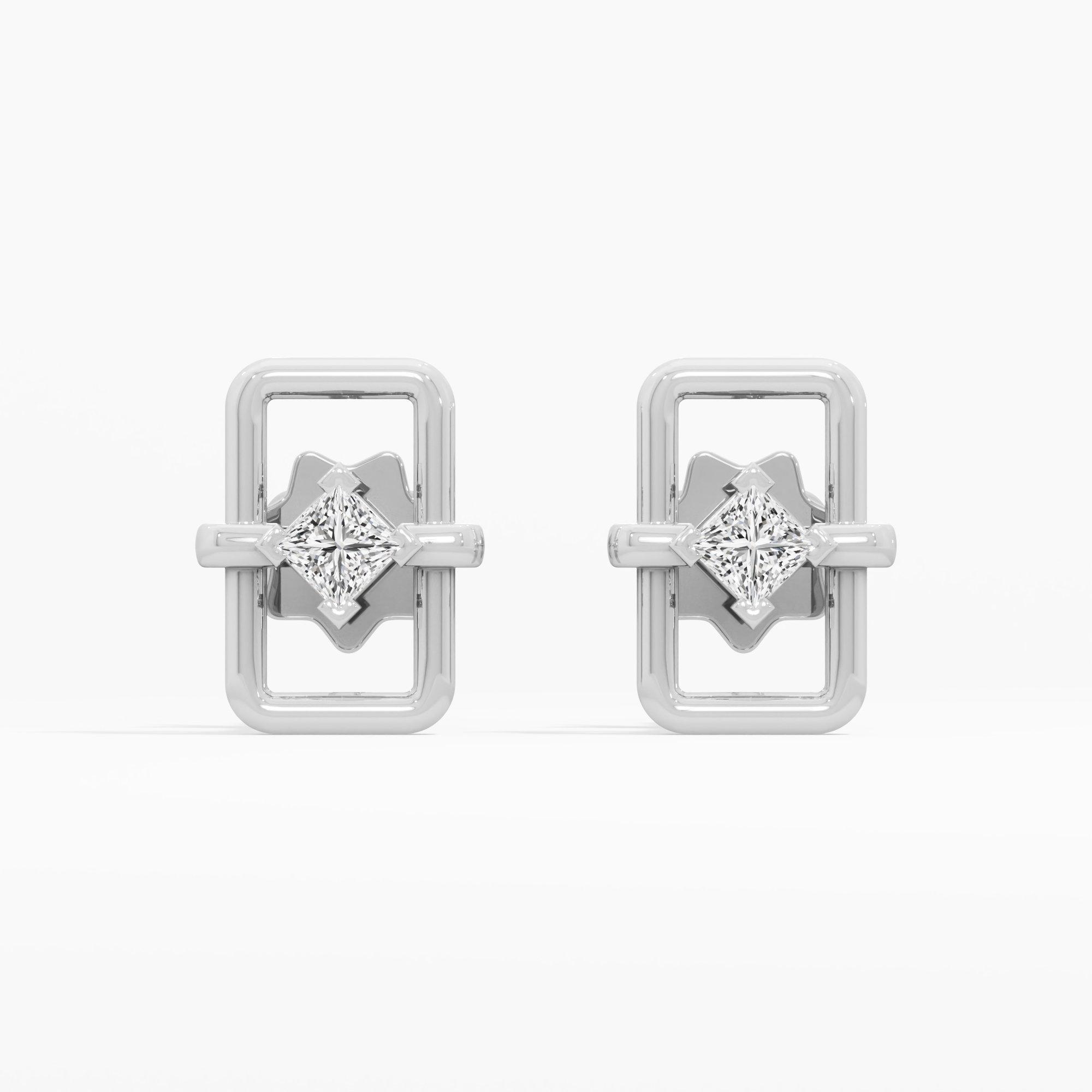 Azure Frame Studs Earrings in 9KT White Gold (Diamond Quality: FG-VVS VS)