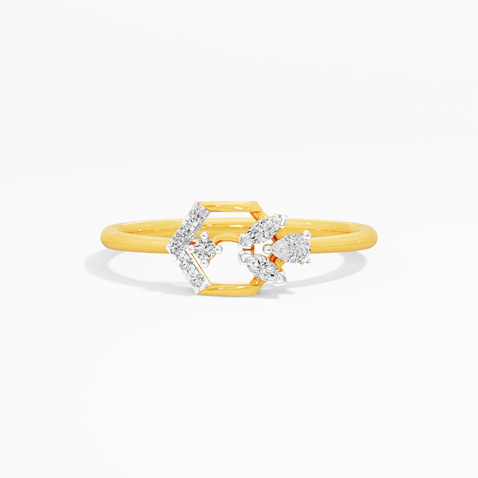 Hexagonal Bloom Diamond Ring