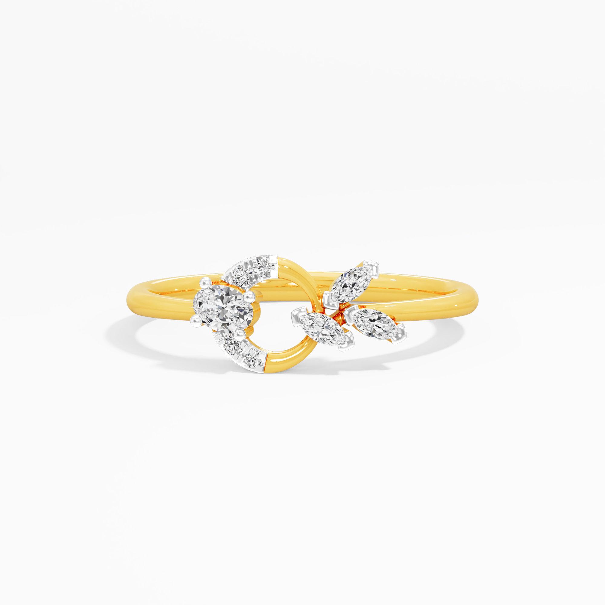 Dewdrop Bloom Cocktail Ring in 9KT Yellow Gold (Diamond Quality: EF-VVS VS)