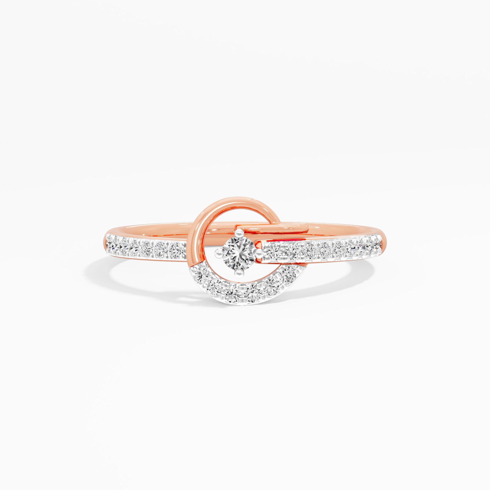 Lunar Swirl Bypass Ring in 9KT Rose Gold (Diamond Quality: EF-VVS VS)