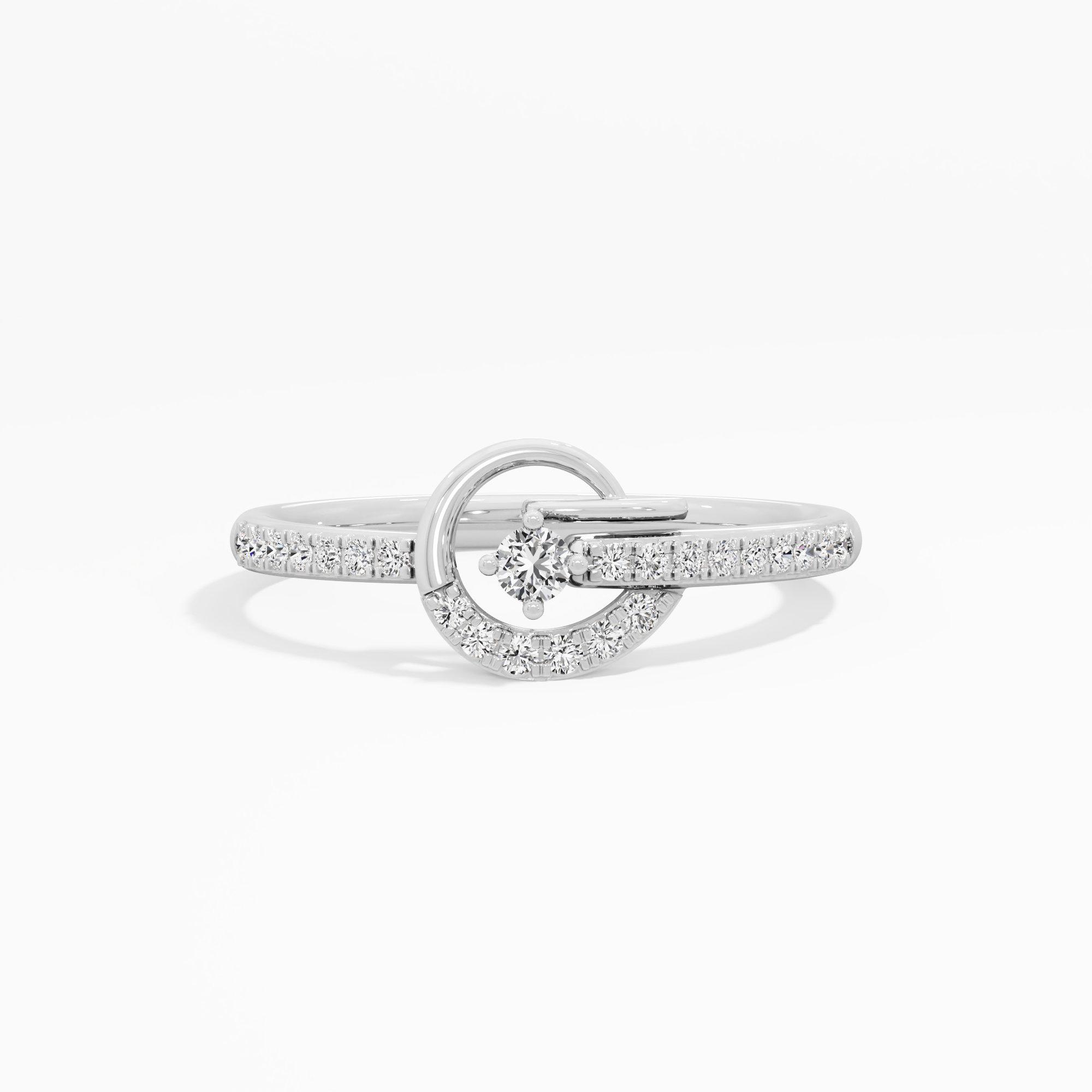 Lunar Swirl Bypass Ring in 9KT White Gold (Diamond Quality: EF-VVS VS)