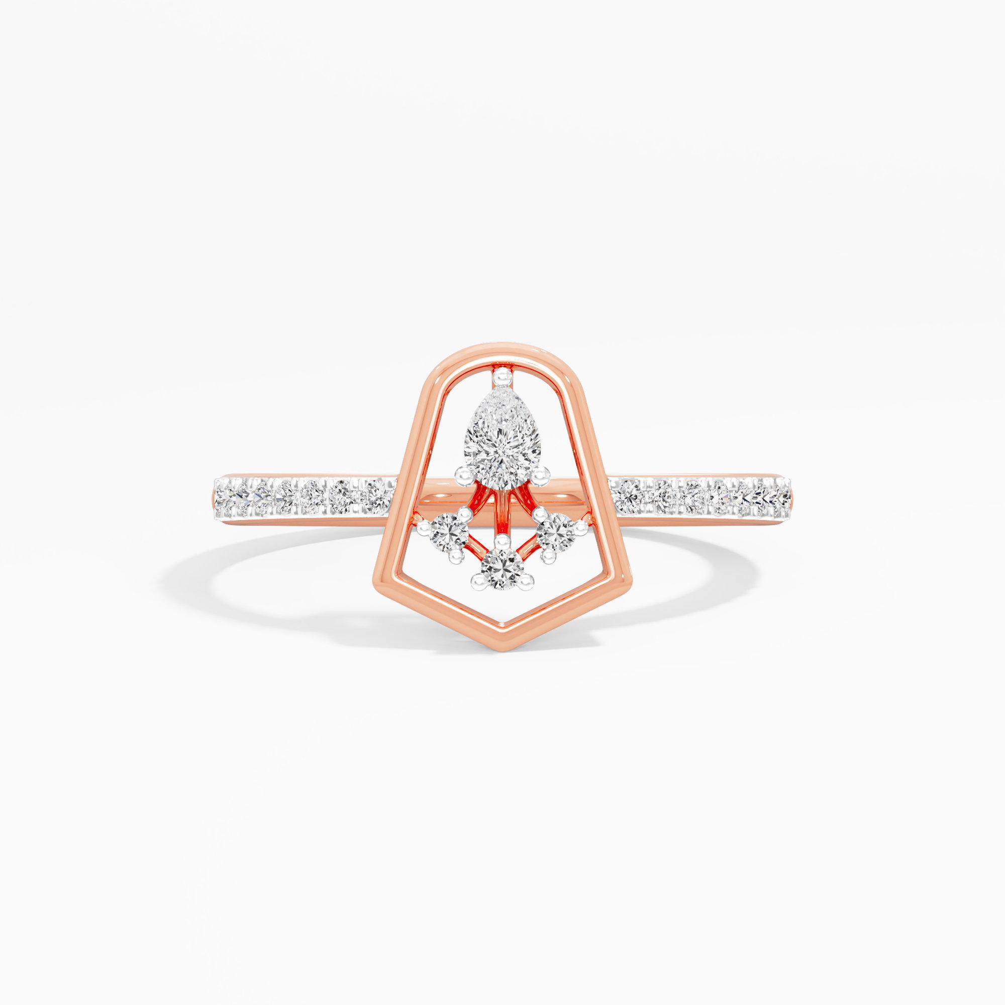 Stellar Beacon Halos Ring in 9KT Rose Gold (Diamond Quality: FG-VVS VS)
