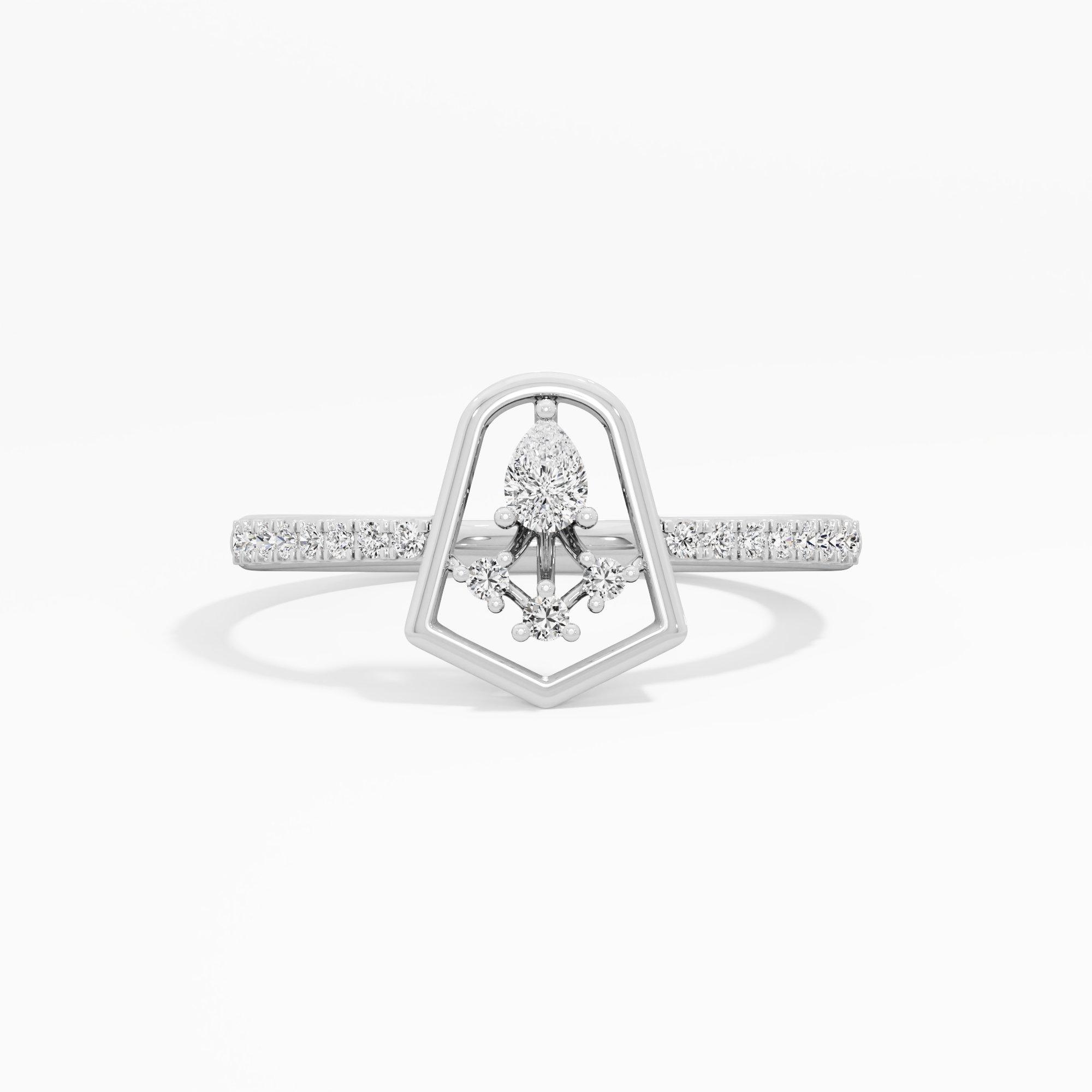 Stellar Beacon Halos Ring in 9KT White Gold (Diamond Quality: FG-VVS VS)