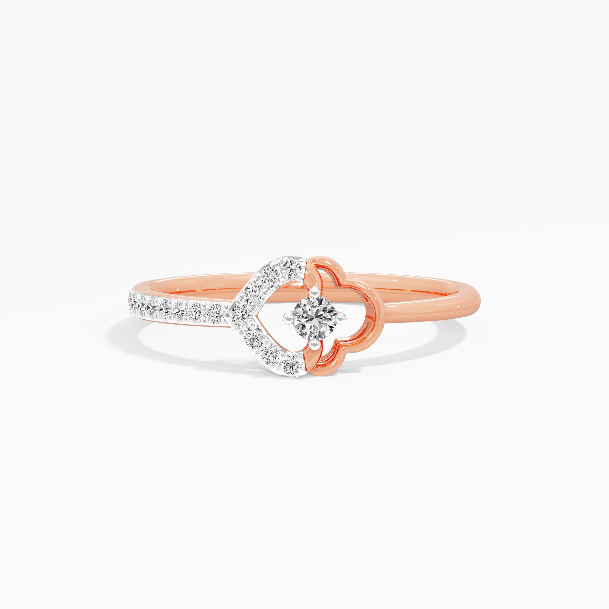 Luminous Clover Solitaires Ring in 9KT Rose Gold (Diamond Quality: EF-VVS VS)