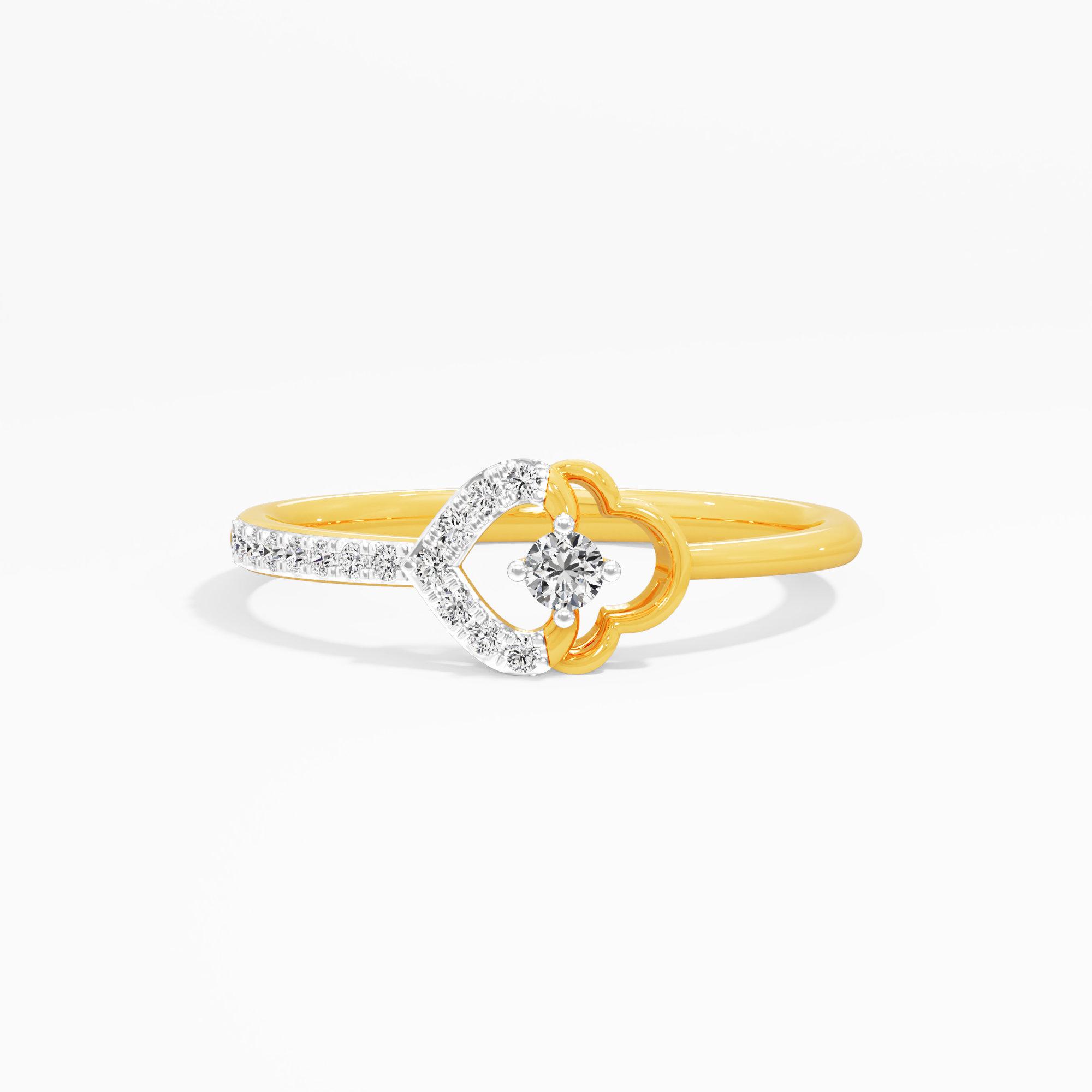 Luminous Clover Solitaires Ring in 9KT Yellow Gold (Diamond Quality: EF-VVS VS)